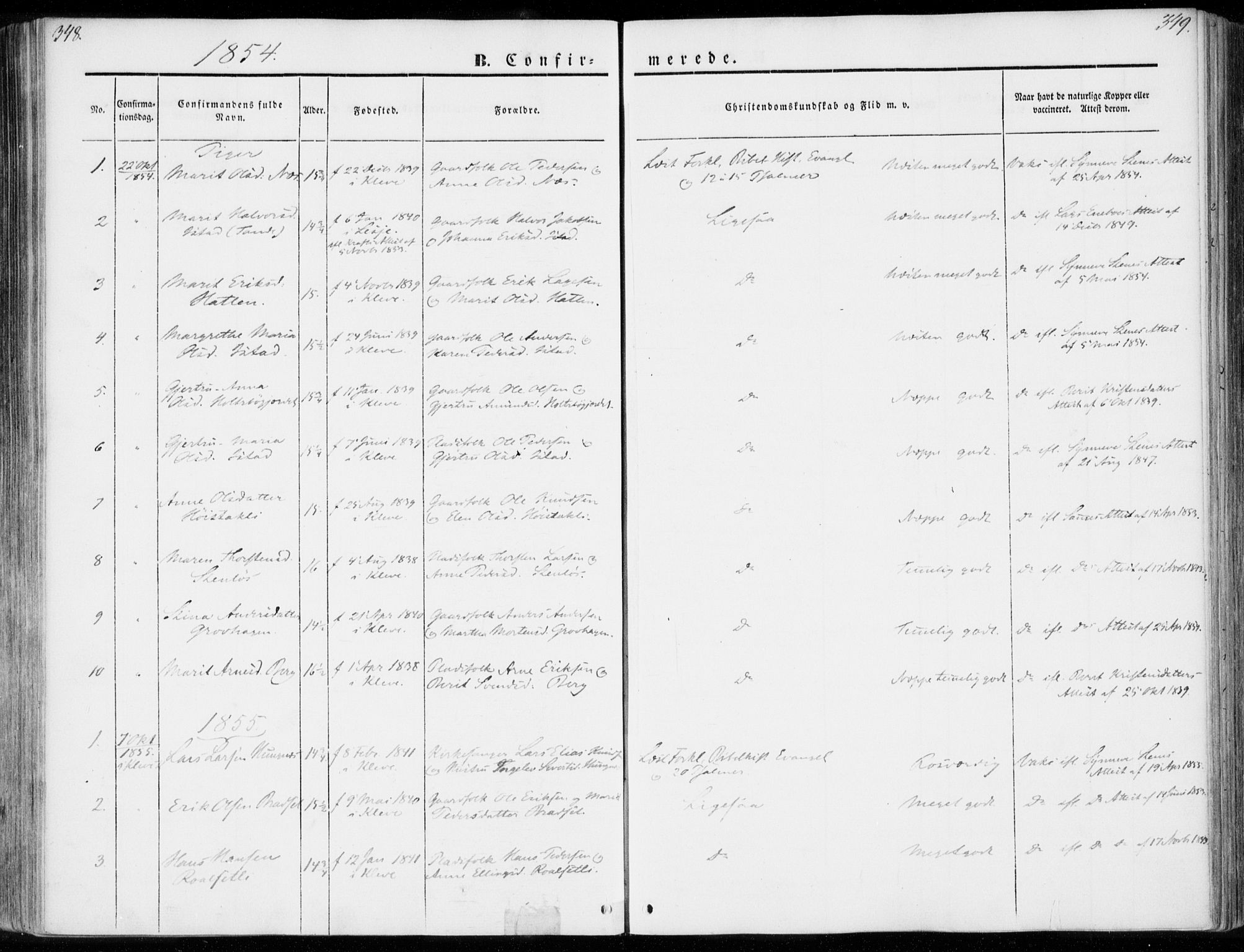 Ministerialprotokoller, klokkerbøker og fødselsregistre - Møre og Romsdal, SAT/A-1454/557/L0680: Parish register (official) no. 557A02, 1843-1869, p. 348-349