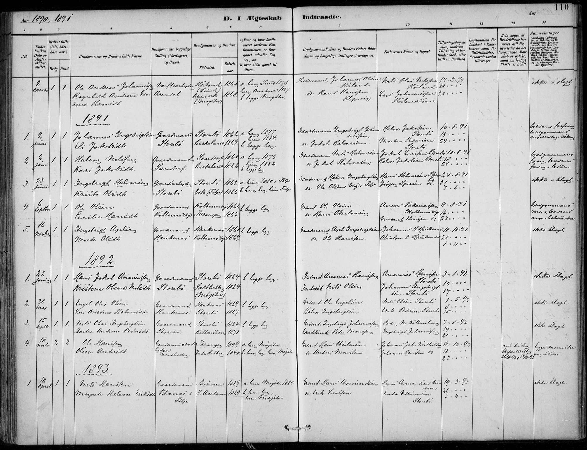 Sund sokneprestembete, SAB/A-99930: Parish register (official) no. C  1, 1882-1899, p. 110