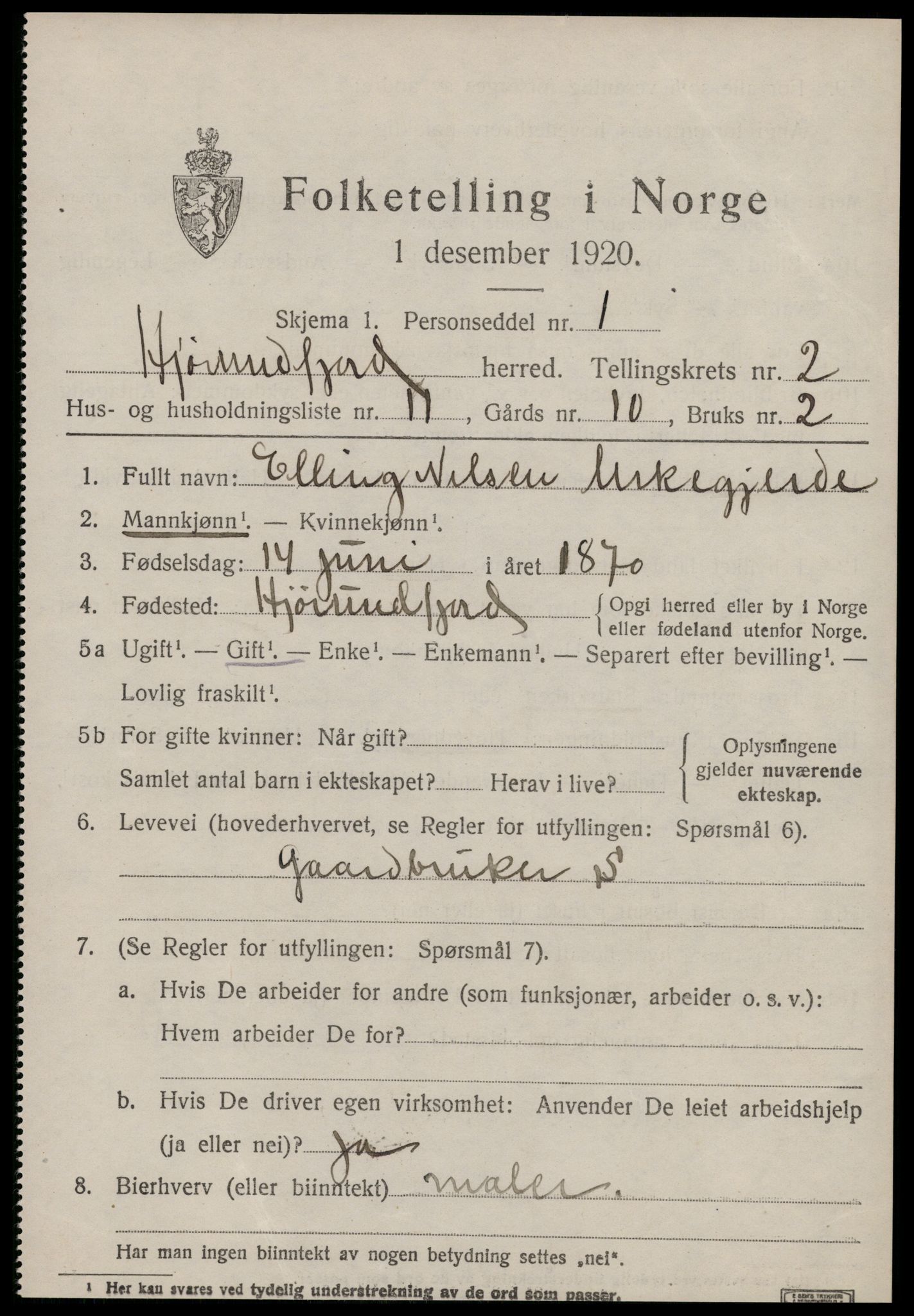 SAT, 1920 census for Hjørundfjord, 1920, p. 901