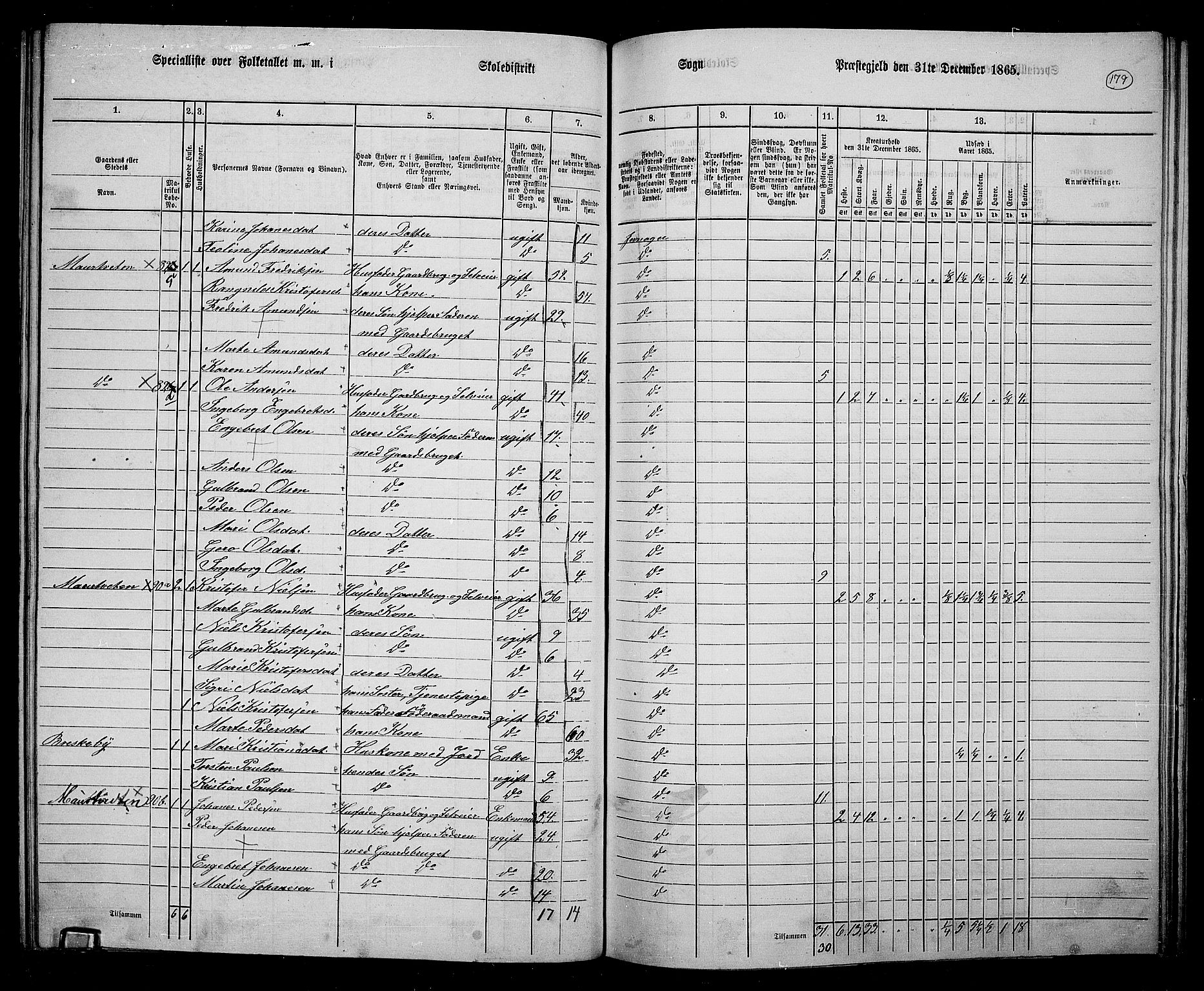 RA, 1865 census for Jevnaker, 1865, p. 165