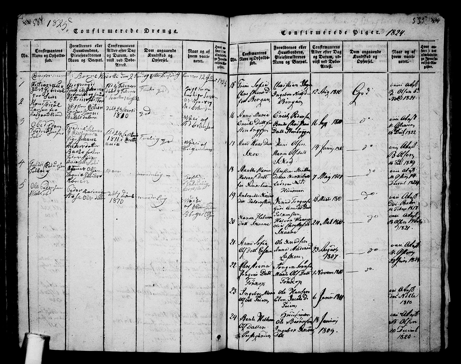 Borre kirkebøker, SAKO/A-338/G/Ga/L0001: Parish register (copy) no. I 1, 1815-1851, p. 534-535