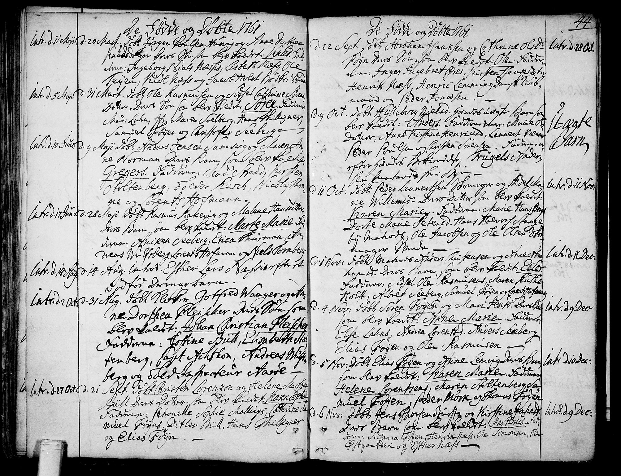 Tønsberg kirkebøker, SAKO/A-330/F/Fa/L0002: Parish register (official) no. I 2, 1760-1796, p. 44