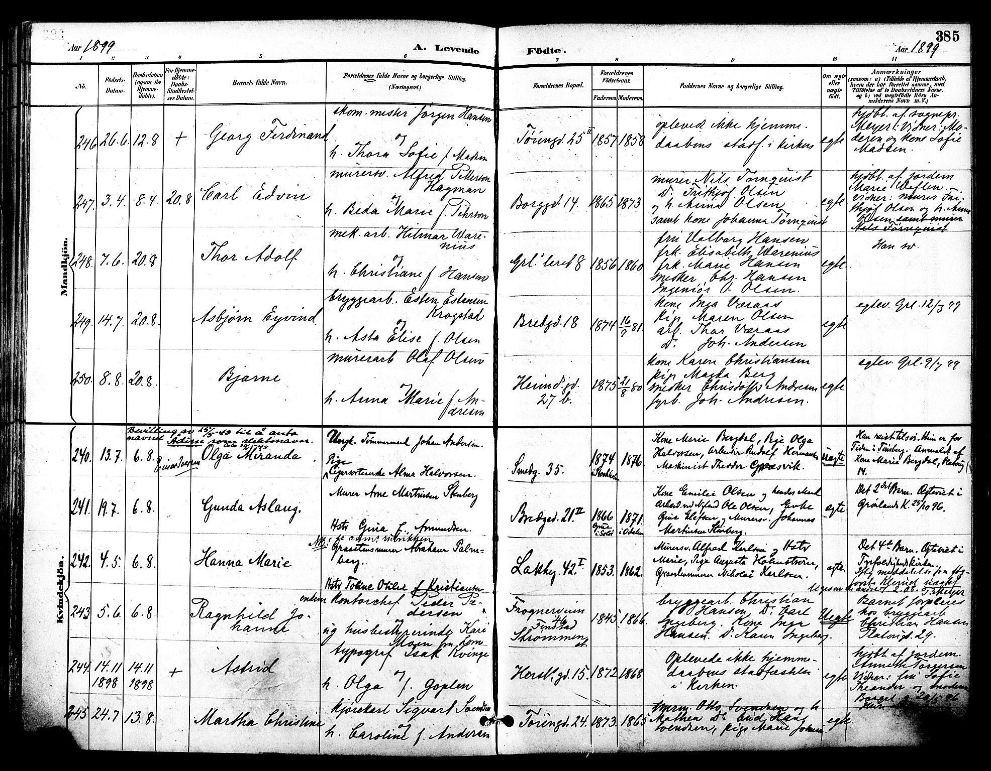 Grønland prestekontor Kirkebøker, SAO/A-10848/F/Fa/L0012: Parish register (official) no. 12, 1893-1900, p. 385