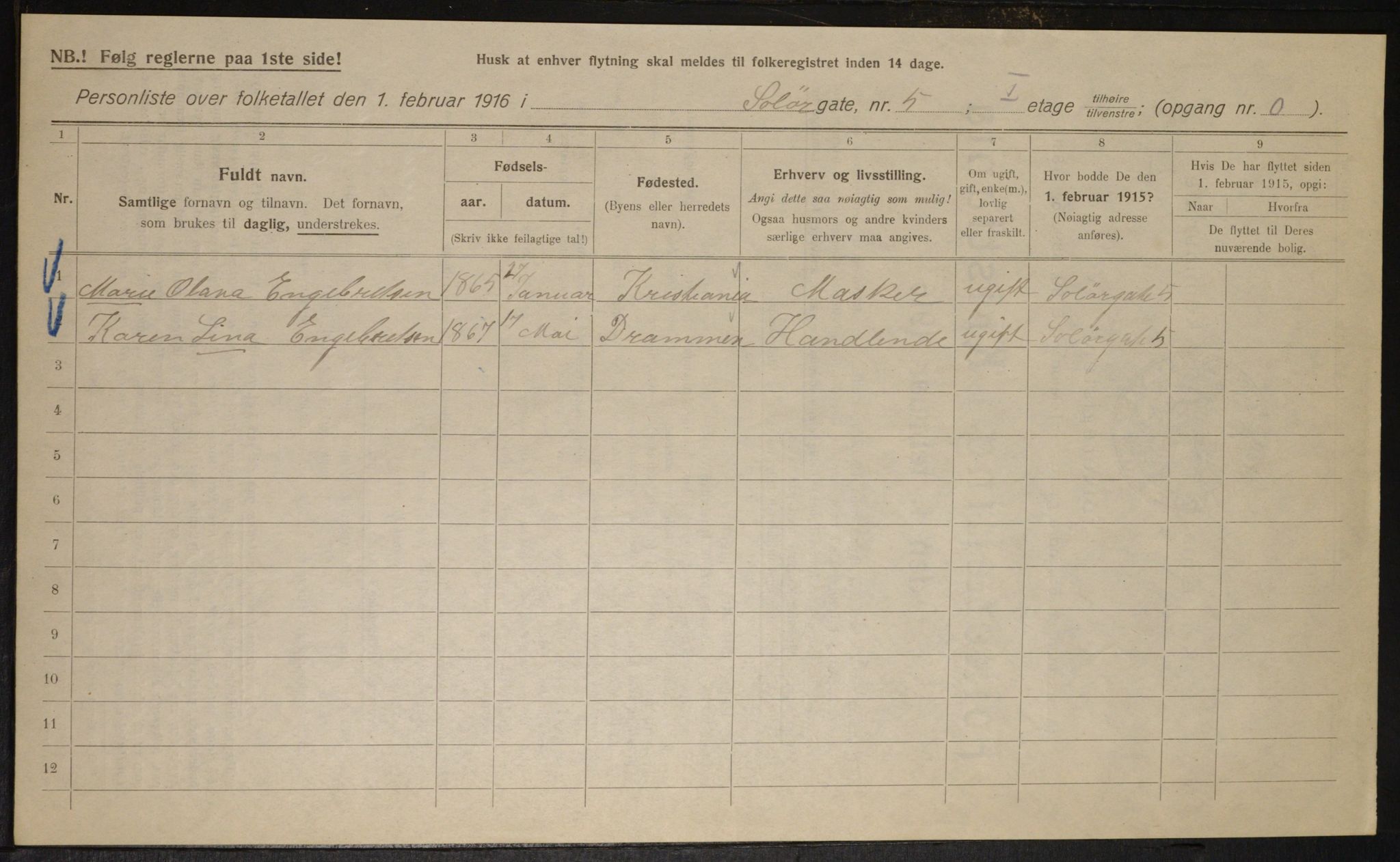 OBA, Municipal Census 1916 for Kristiania, 1916, p. 102218