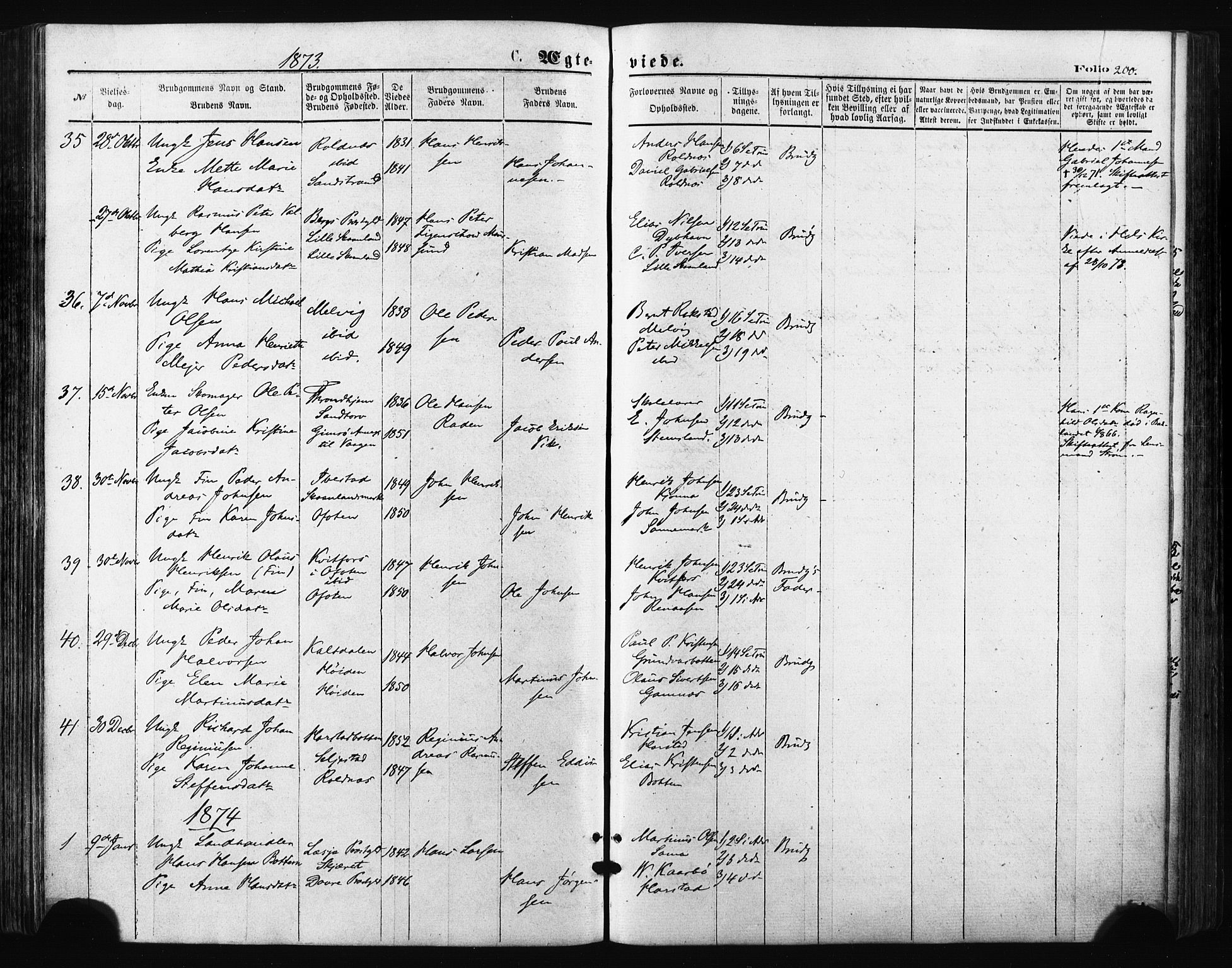 Trondenes sokneprestkontor, SATØ/S-1319/H/Ha/L0013kirke: Parish register (official) no. 13, 1870-1878, p. 200