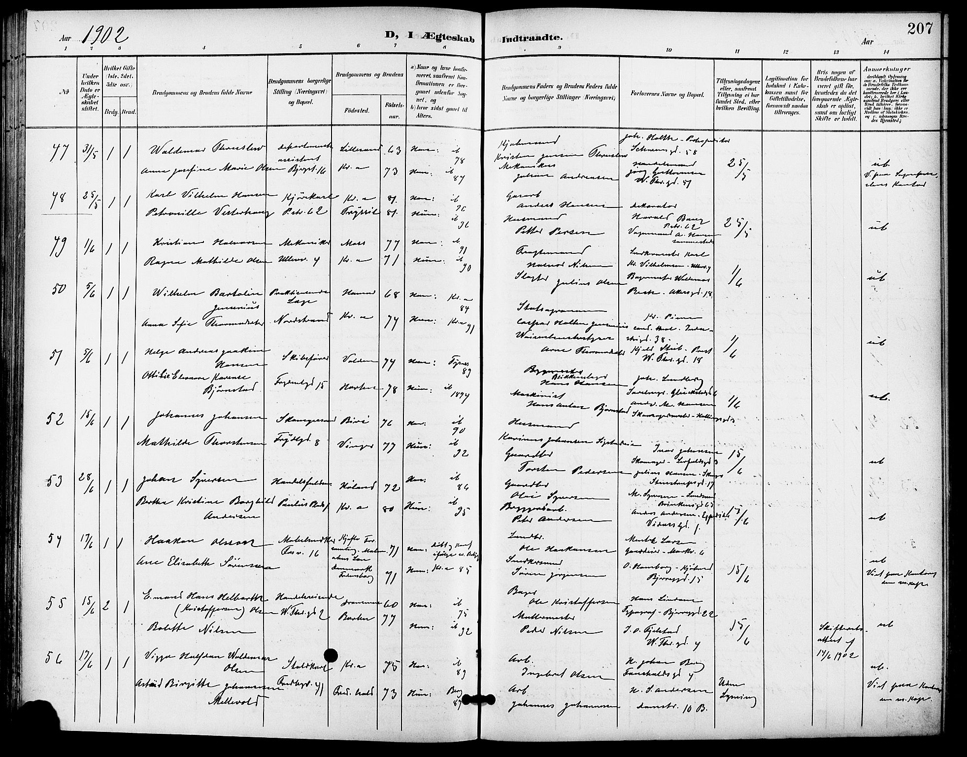 Gamle Aker prestekontor Kirkebøker, SAO/A-10617a/F/L0012: Parish register (official) no. 12, 1898-1910, p. 207