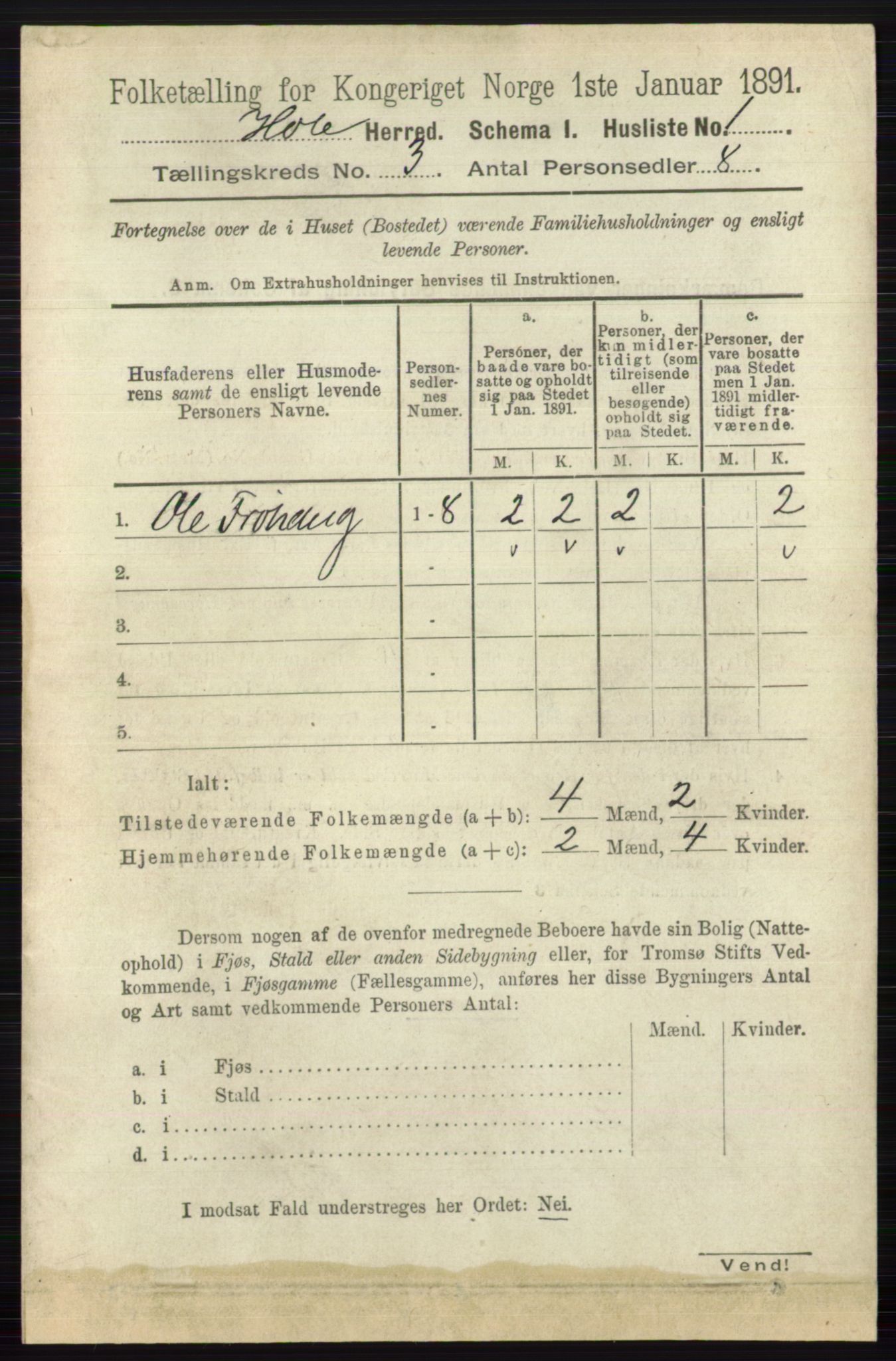 RA, 1891 census for 0612 Hole, 1891, p. 1119