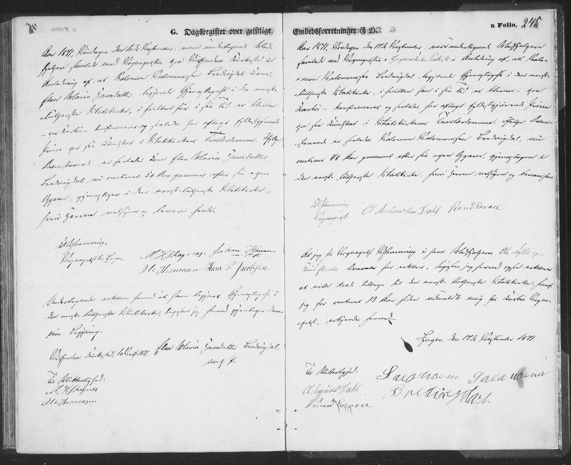 Lyngen sokneprestembete, SATØ/S-1289/H/He/Hea/L0009kirke: Parish register (official) no. 9, 1864-1882, p. 245