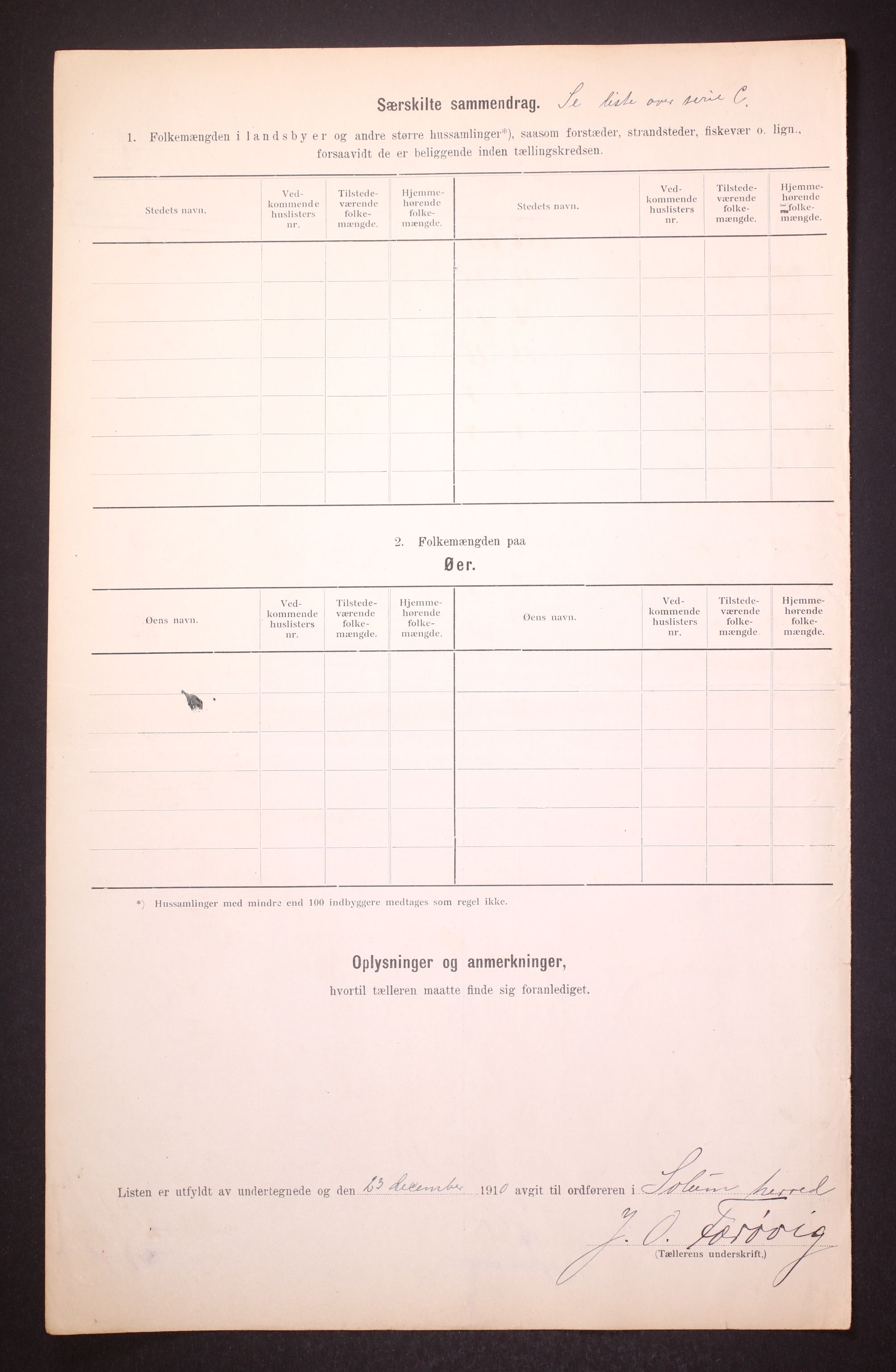 RA, 1910 census for Solum, 1910, p. 6