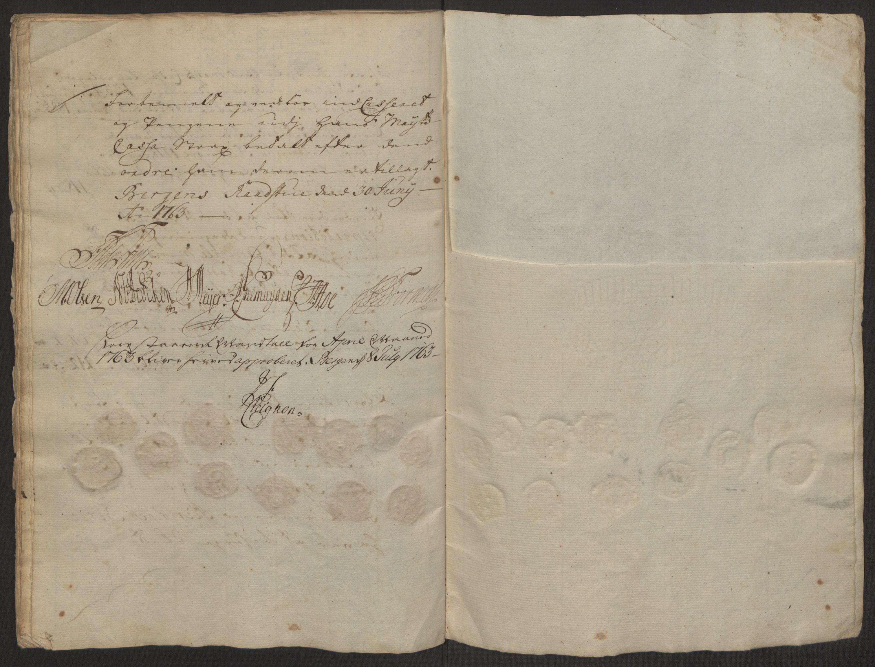 Rentekammeret inntil 1814, Reviderte regnskaper, Byregnskaper, RA/EA-4066/R/Rp/L0366/0001: [P20] Kontribusjonsregnskap / Ekstraskatt, 1763, p. 68