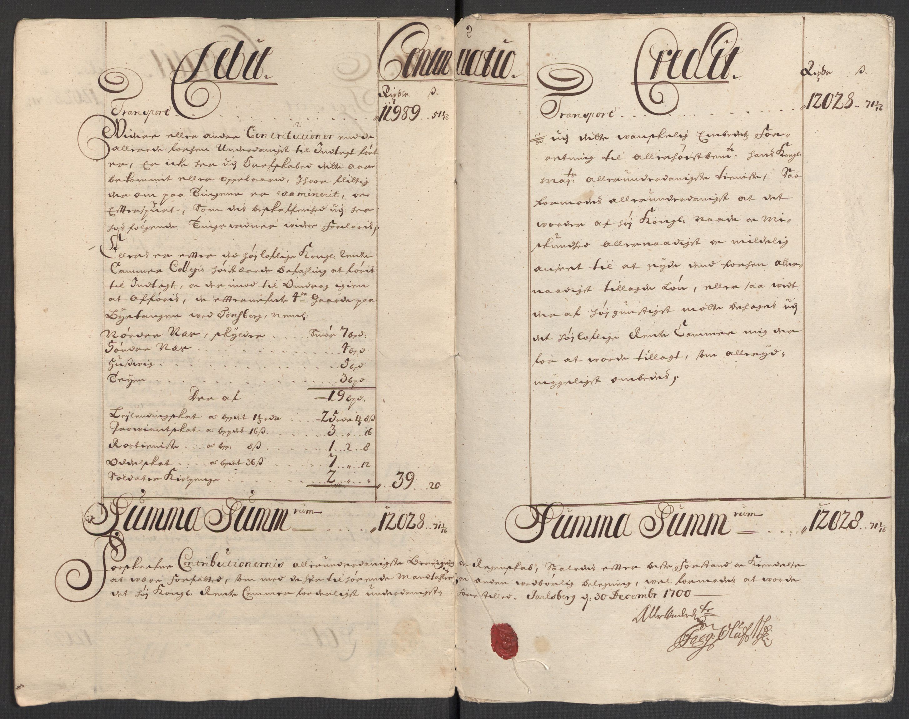 Rentekammeret inntil 1814, Reviderte regnskaper, Fogderegnskap, AV/RA-EA-4092/R32/L1869: Fogderegnskap Jarlsberg grevskap, 1700-1701, p. 10