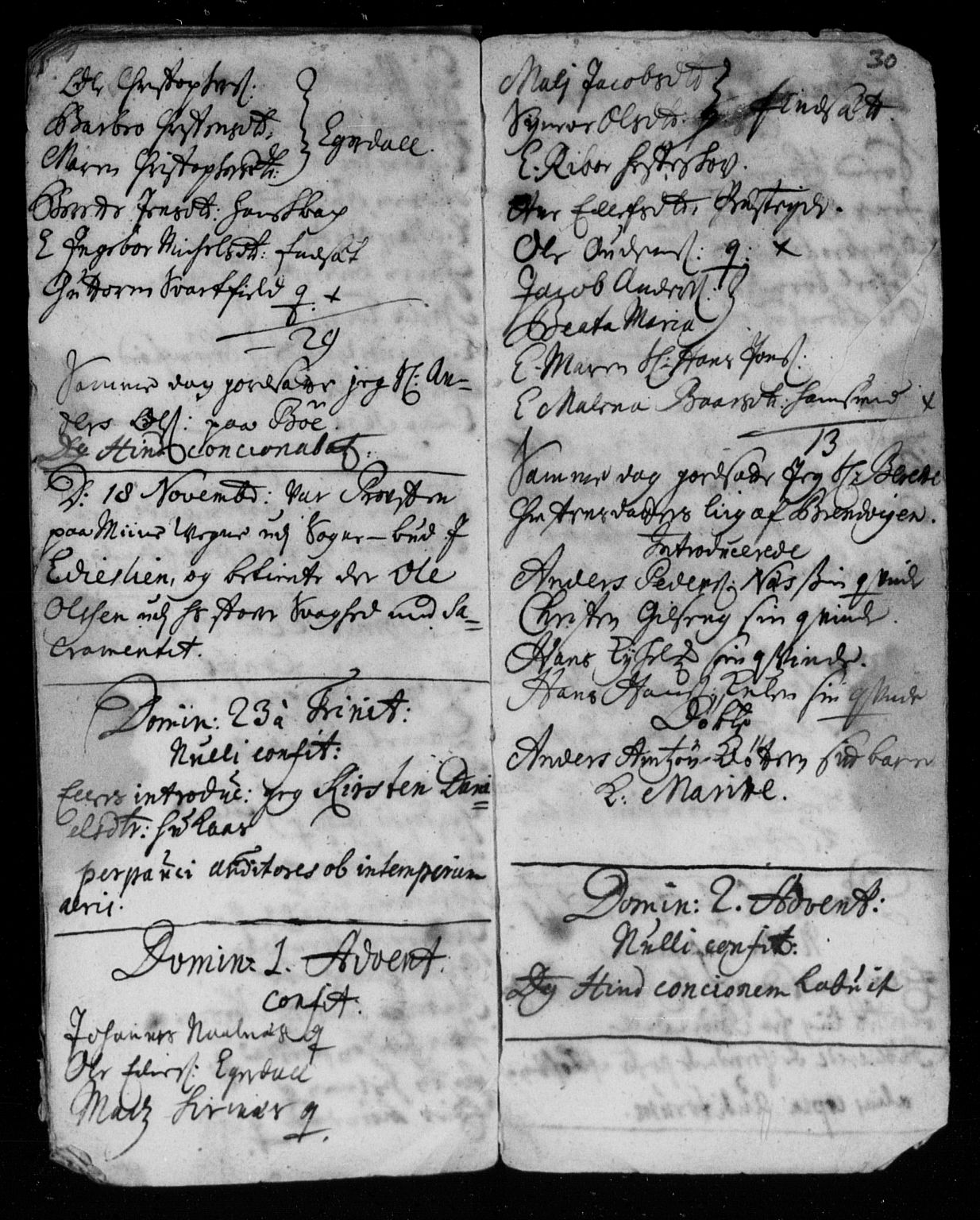 Ministerialprotokoller, klokkerbøker og fødselsregistre - Nordland, SAT/A-1459/859/L0840: Parish register (official) no. 859A00, 1708-1738, p. 30