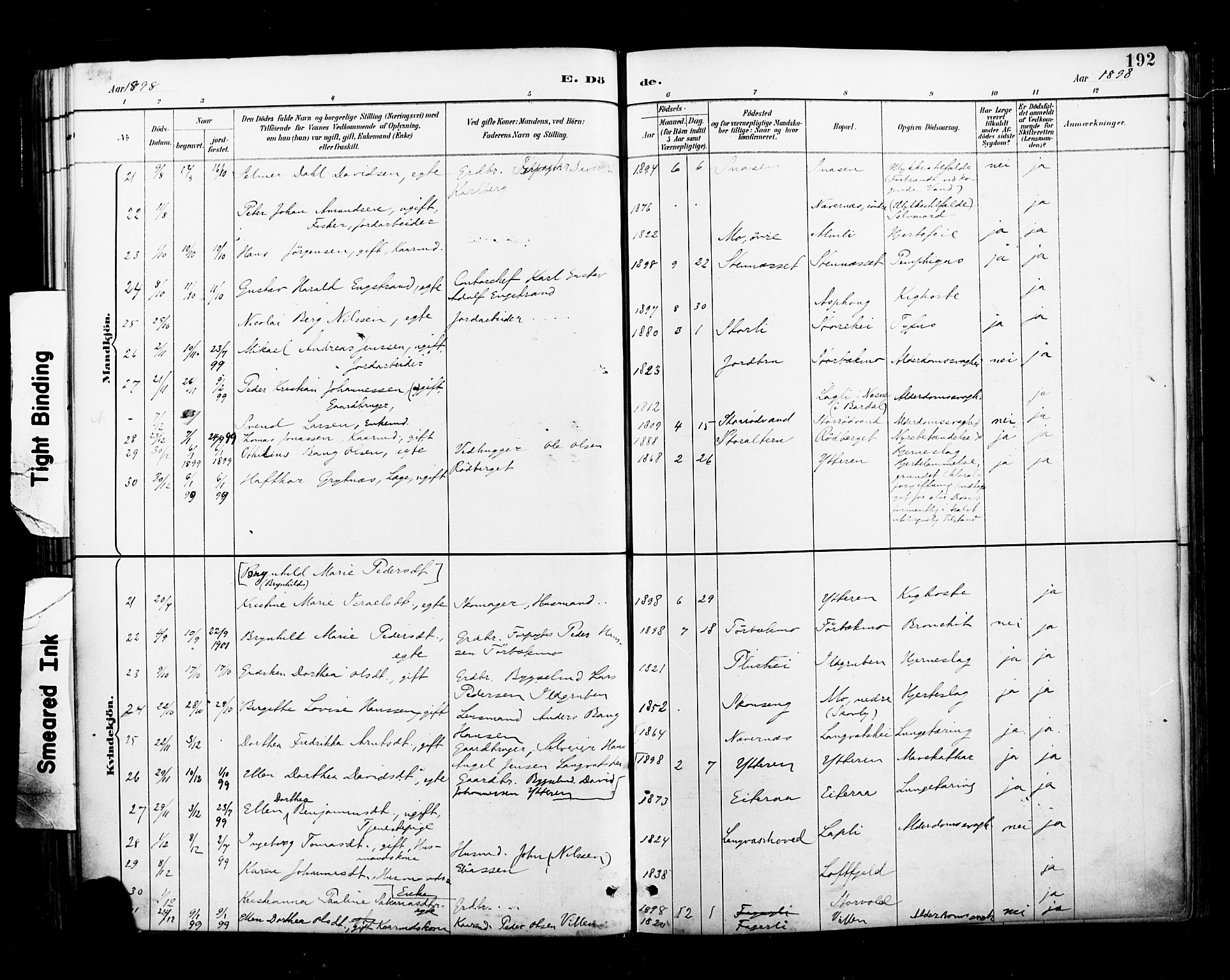 Ministerialprotokoller, klokkerbøker og fødselsregistre - Nordland, AV/SAT-A-1459/827/L0401: Parish register (official) no. 827A13, 1887-1905, p. 192