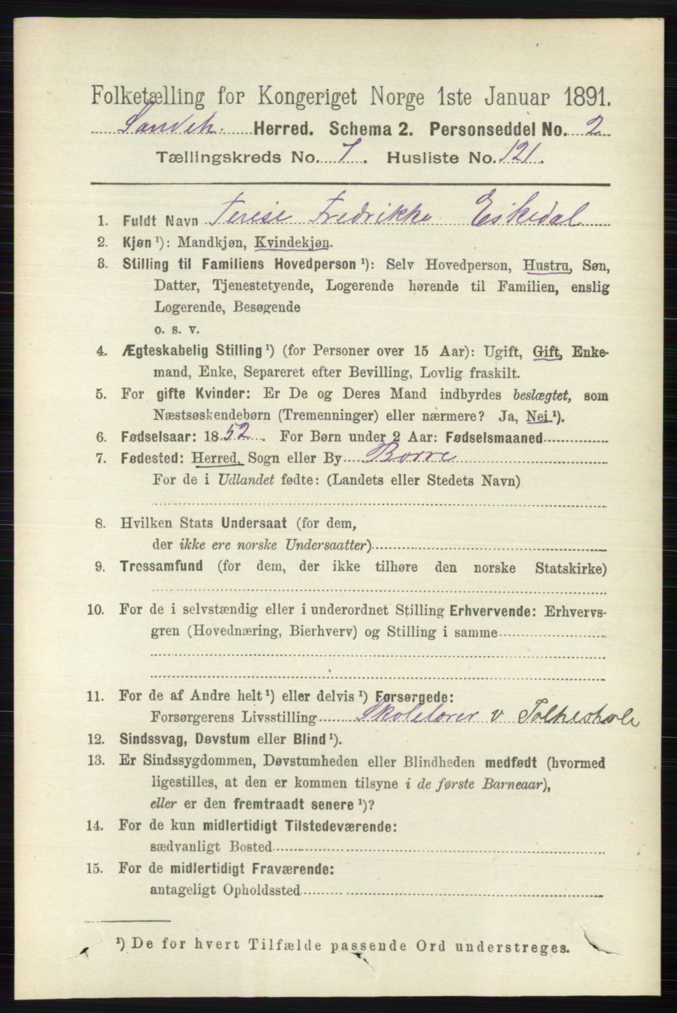 RA, 1891 census for 0724 Sandeherred, 1891, p. 4706