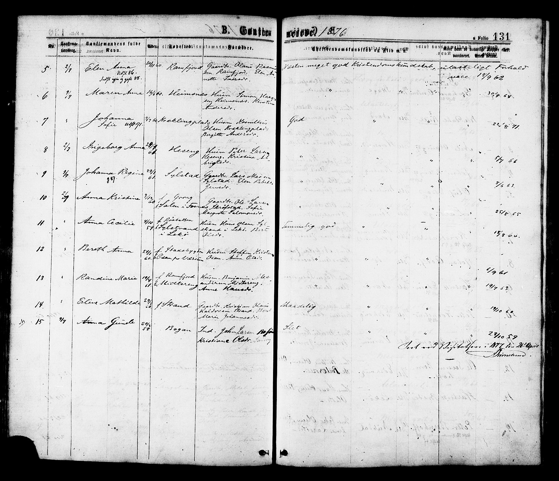 Ministerialprotokoller, klokkerbøker og fødselsregistre - Nord-Trøndelag, SAT/A-1458/780/L0642: Parish register (official) no. 780A07 /1, 1874-1885, p. 131