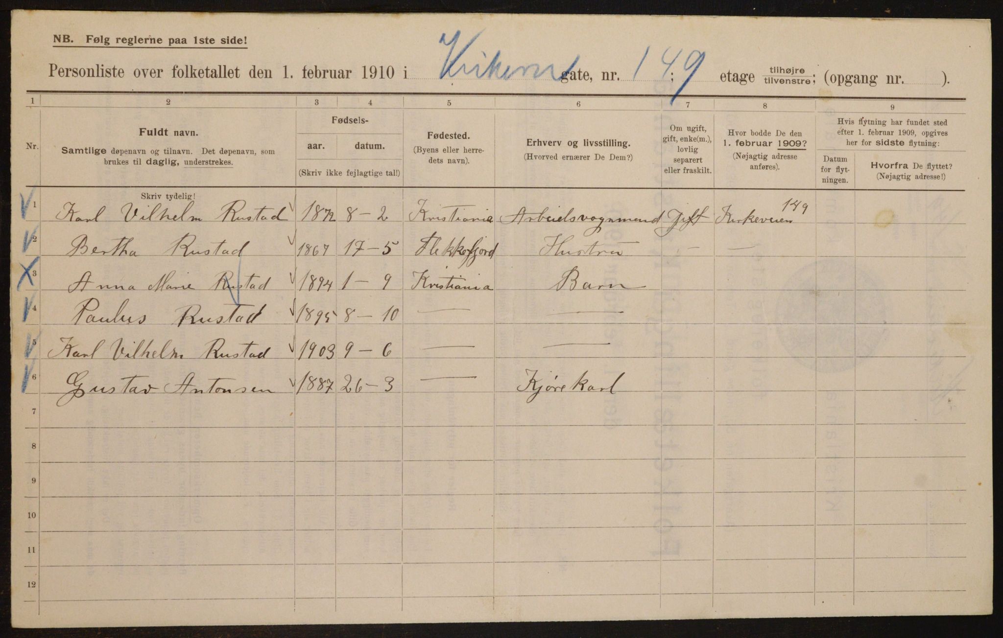 OBA, Municipal Census 1910 for Kristiania, 1910, p. 49801