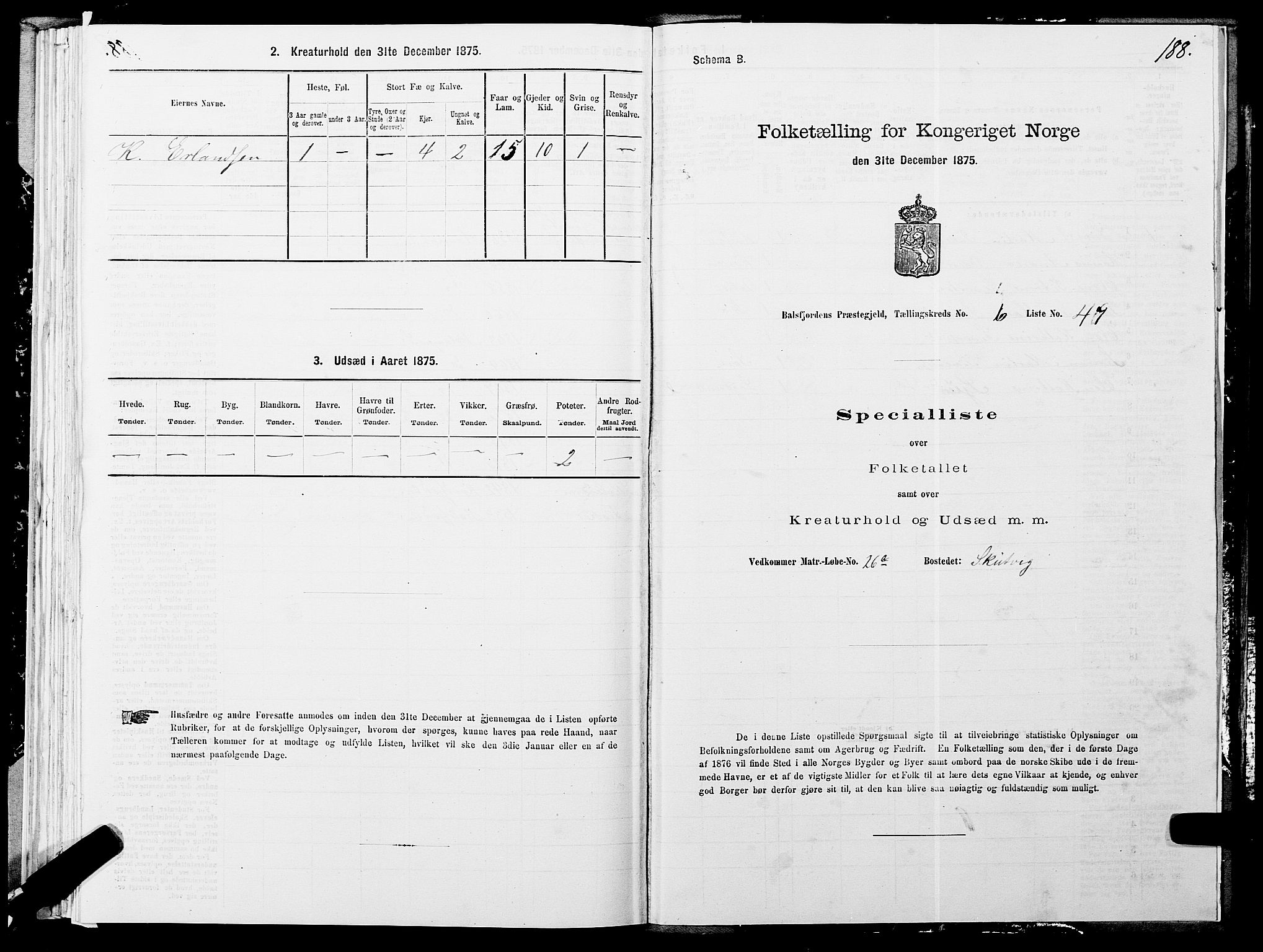 SATØ, 1875 census for 1933P Balsfjord, 1875, p. 3188