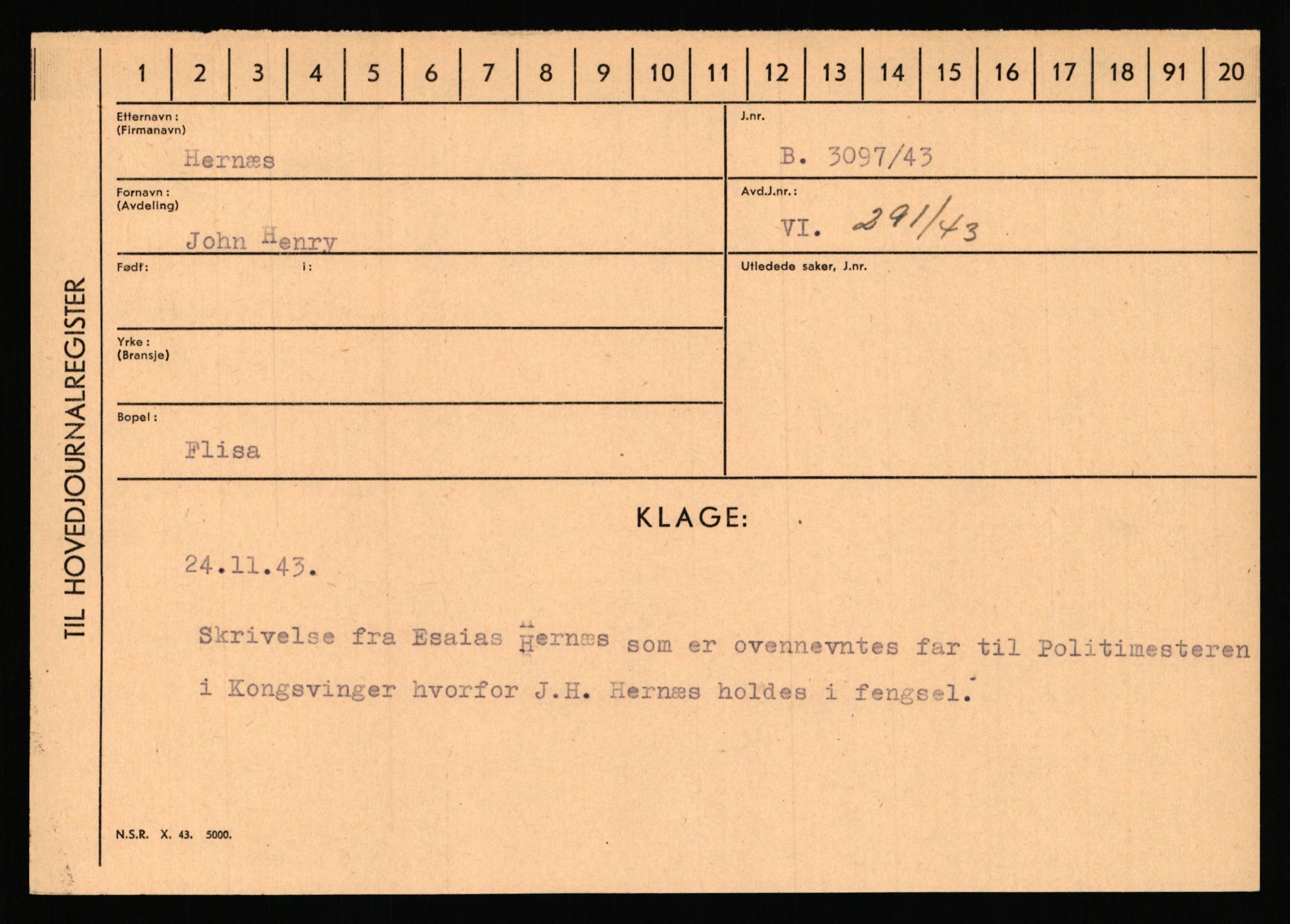 Statspolitiet - Hovedkontoret / Osloavdelingen, AV/RA-S-1329/C/Ca/L0006: Hanche - Hokstvedt, 1943-1945, p. 4006