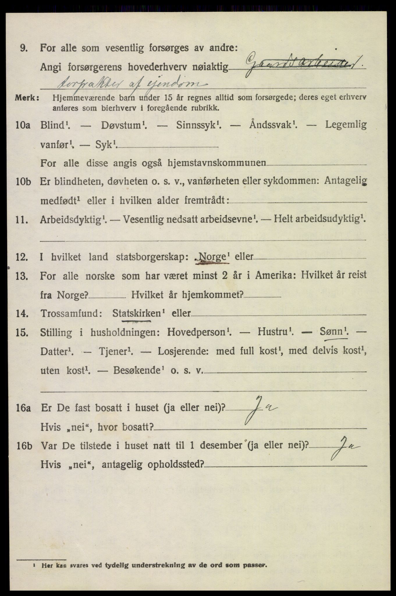 SAH, 1920 census for Tolga, 1920, p. 1662