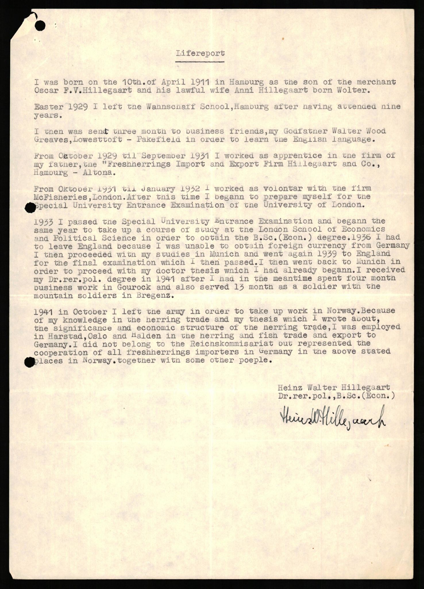 Forsvaret, Forsvarets overkommando II, AV/RA-RAFA-3915/D/Db/L0013: CI Questionaires. Tyske okkupasjonsstyrker i Norge. Tyskere., 1945-1946, p. 274