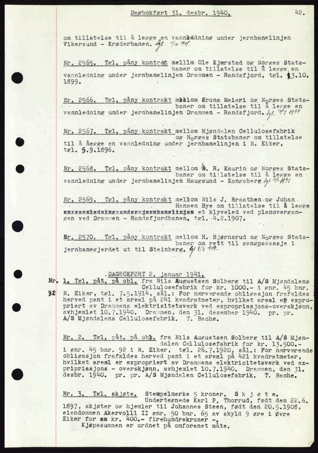 Eiker, Modum og Sigdal sorenskriveri, SAKO/A-123/G/Ga/Gab/L0043: Mortgage book no. A13, 1940-1941, Diary no: : 2565/1940