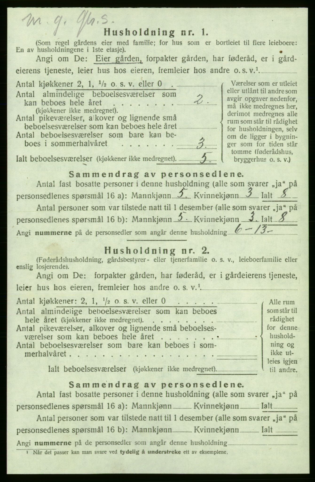 SAB, 1920 census for Strandebarm, 1920, p. 985