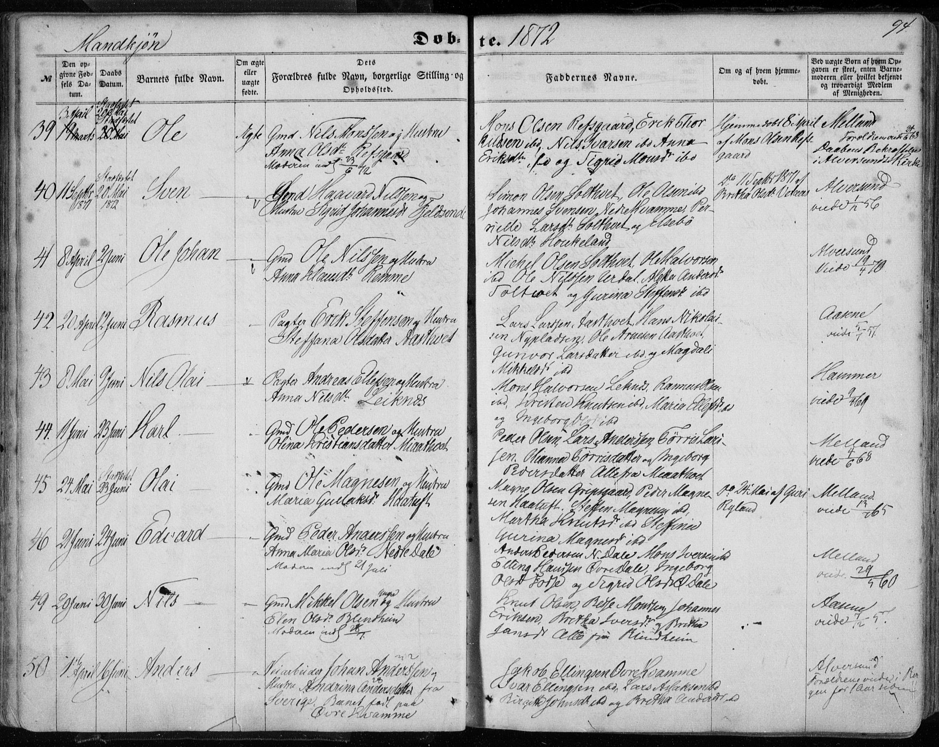 Hamre sokneprestembete, AV/SAB-A-75501/H/Ha/Haa/Haaa/L0014: Parish register (official) no. A 14, 1858-1872, p. 94