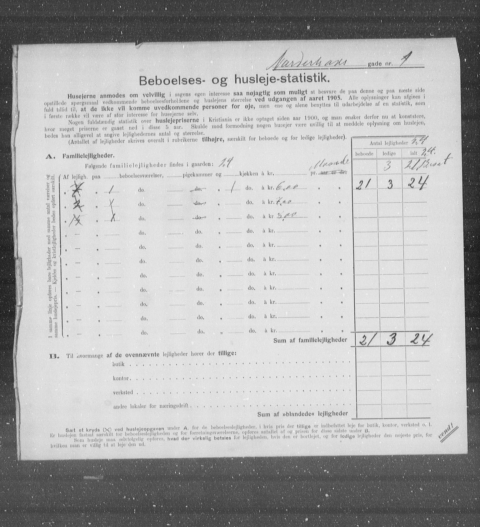 OBA, Municipal Census 1905 for Kristiania, 1905, p. 38135