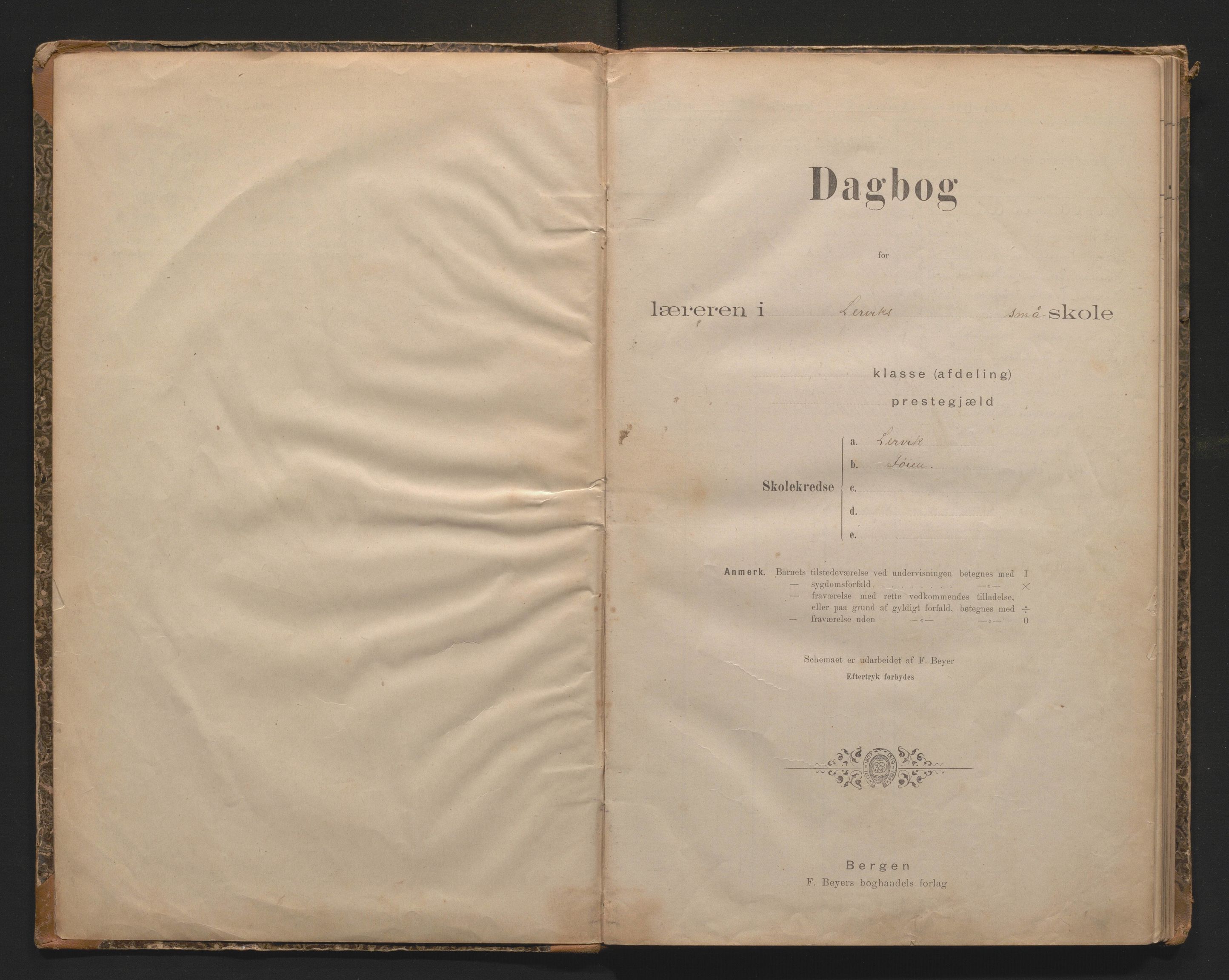 Stord kommune. Barneskulane, IKAH/1221-231/G/Ga/L0007: Dagbok for Leirvik skule, 1896-1915