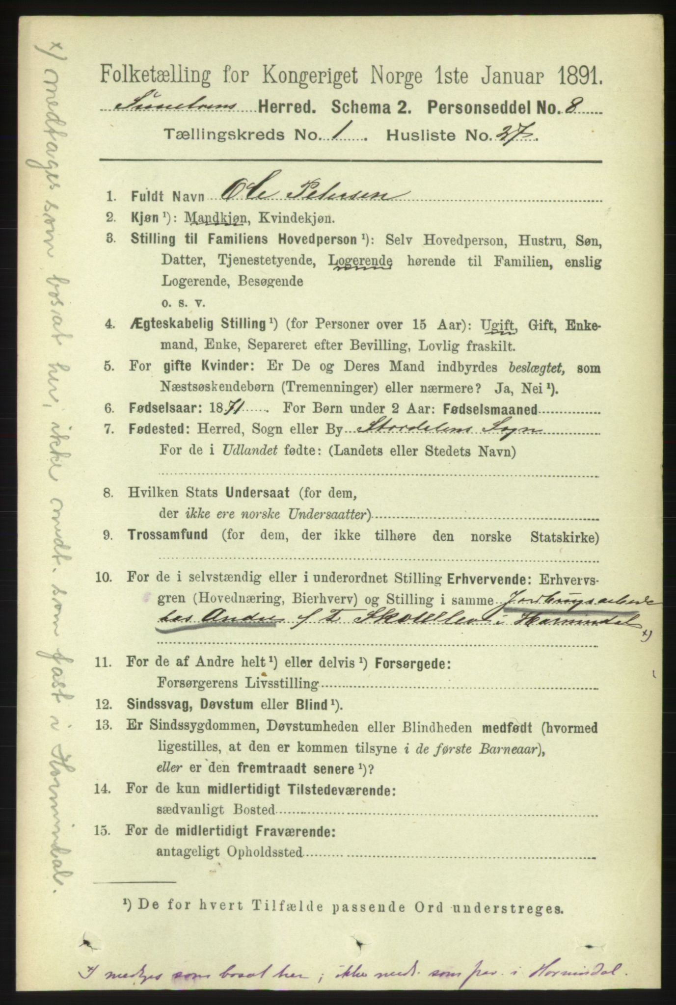 RA, 1891 census for 1523 Sunnylven, 1891, p. 234