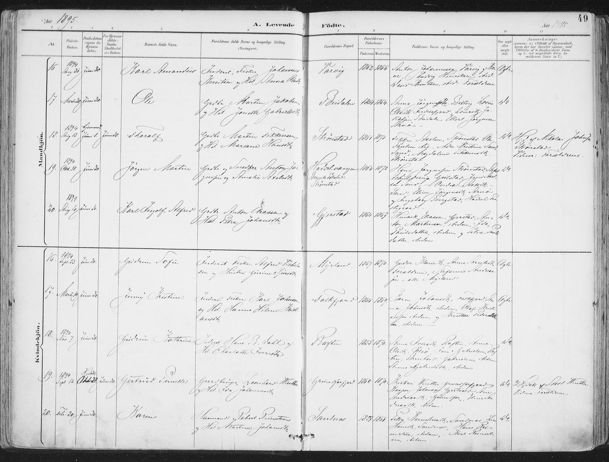 Ministerialprotokoller, klokkerbøker og fødselsregistre - Nordland, AV/SAT-A-1459/888/L1246: Parish register (official) no. 888A12, 1891-1903, p. 49