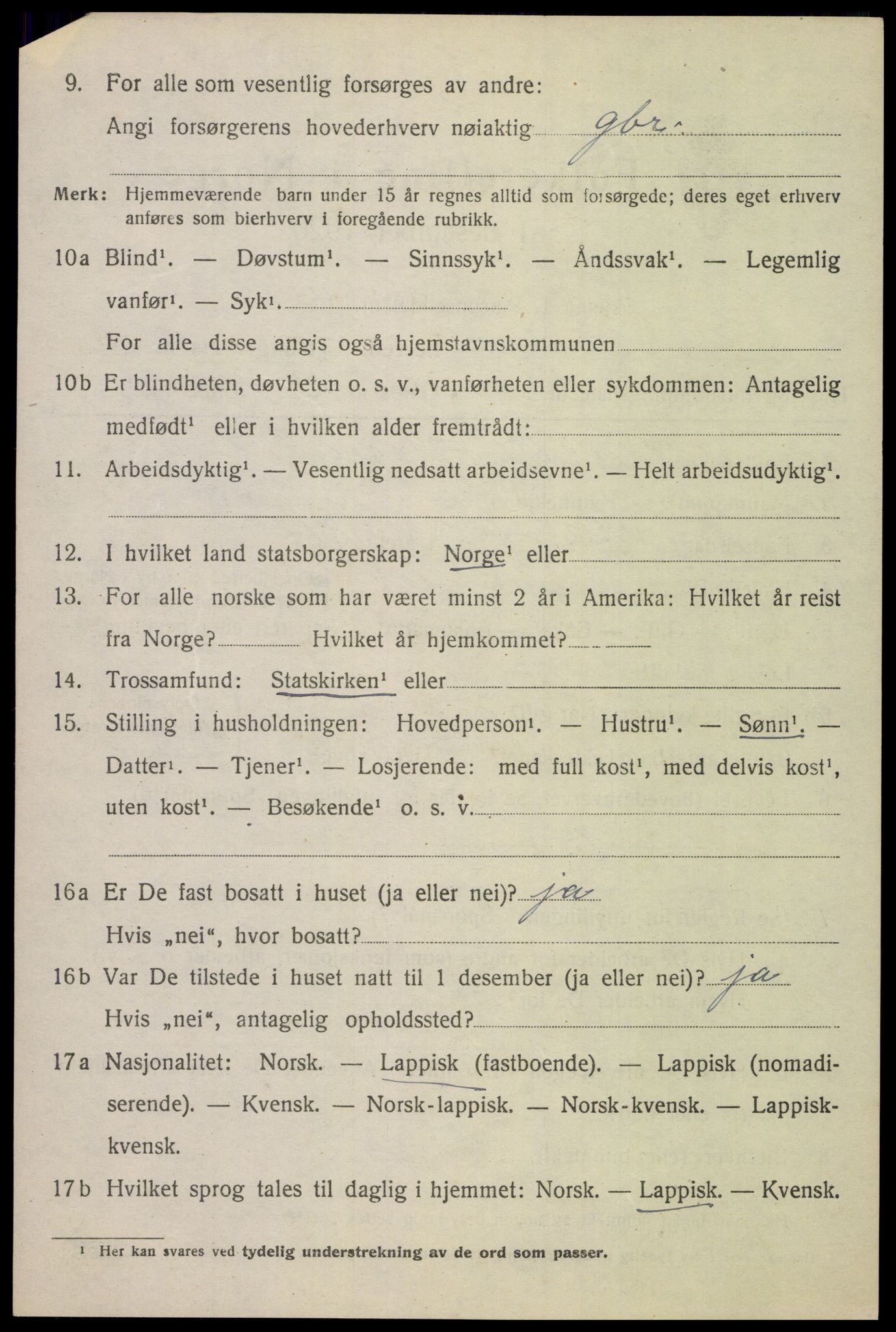 SAT, 1920 census for Evenes, 1920, p. 5457