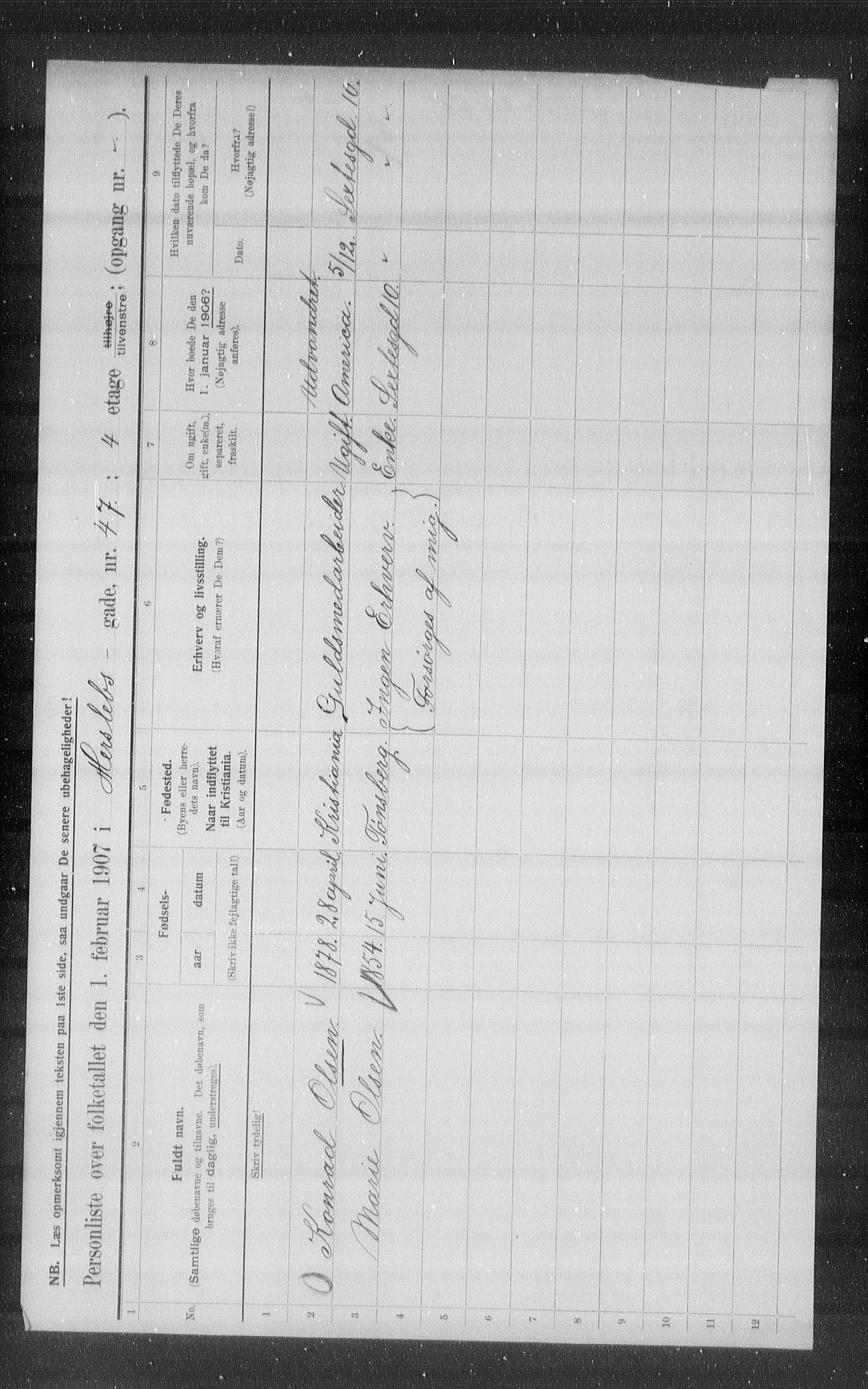 OBA, Municipal Census 1907 for Kristiania, 1907, p. 20476