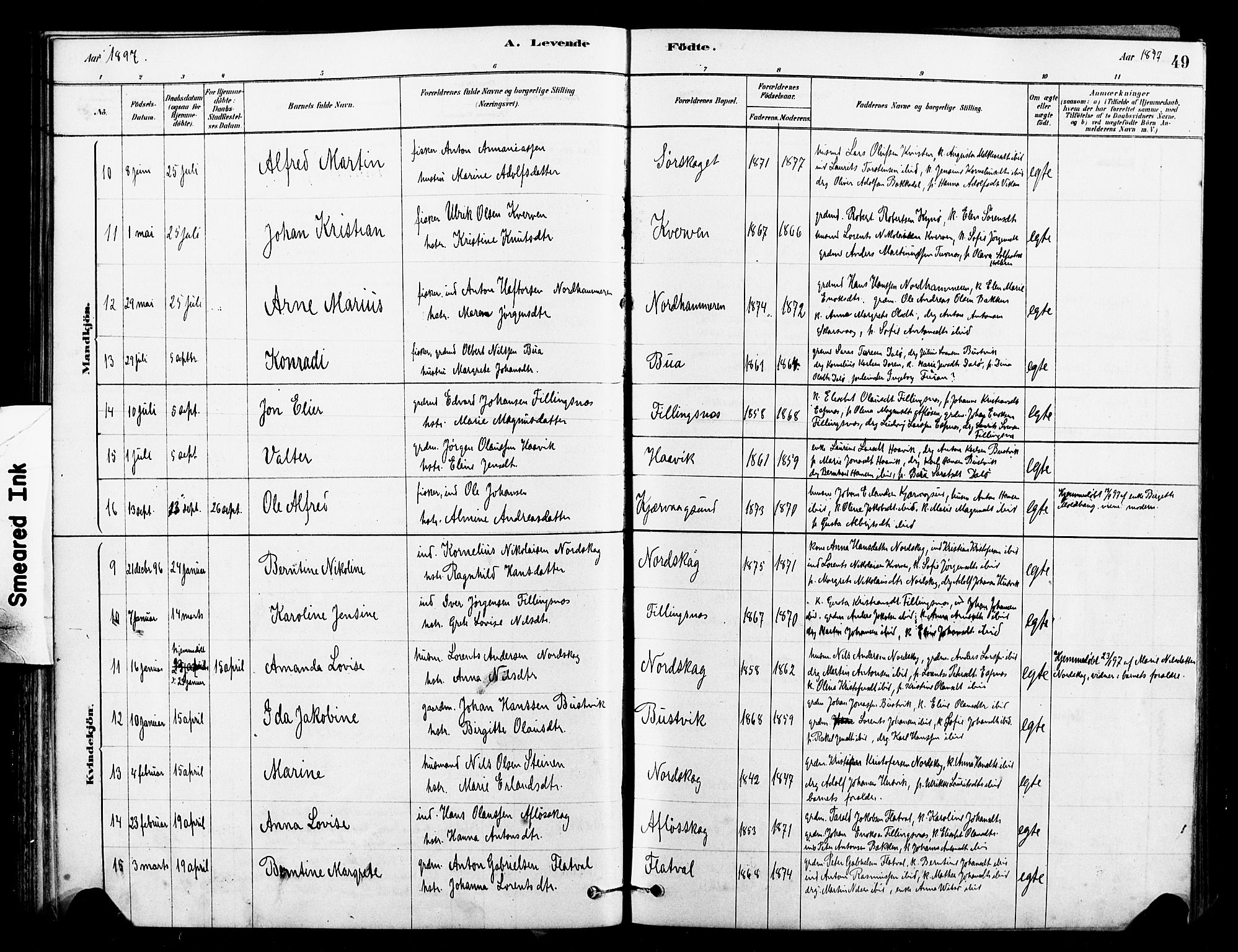 Ministerialprotokoller, klokkerbøker og fødselsregistre - Sør-Trøndelag, SAT/A-1456/641/L0595: Parish register (official) no. 641A01, 1882-1897, p. 49