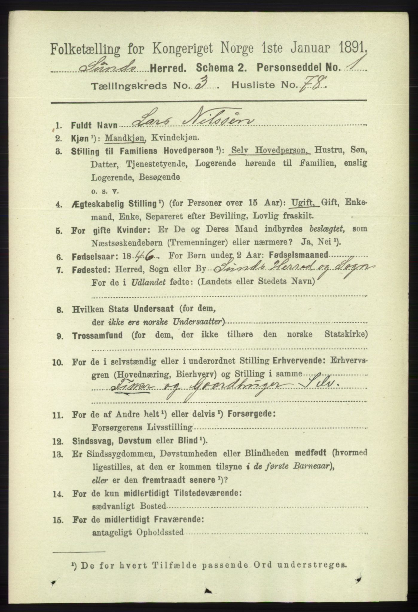 RA, 1891 census for 1245 Sund, 1891, p. 1770