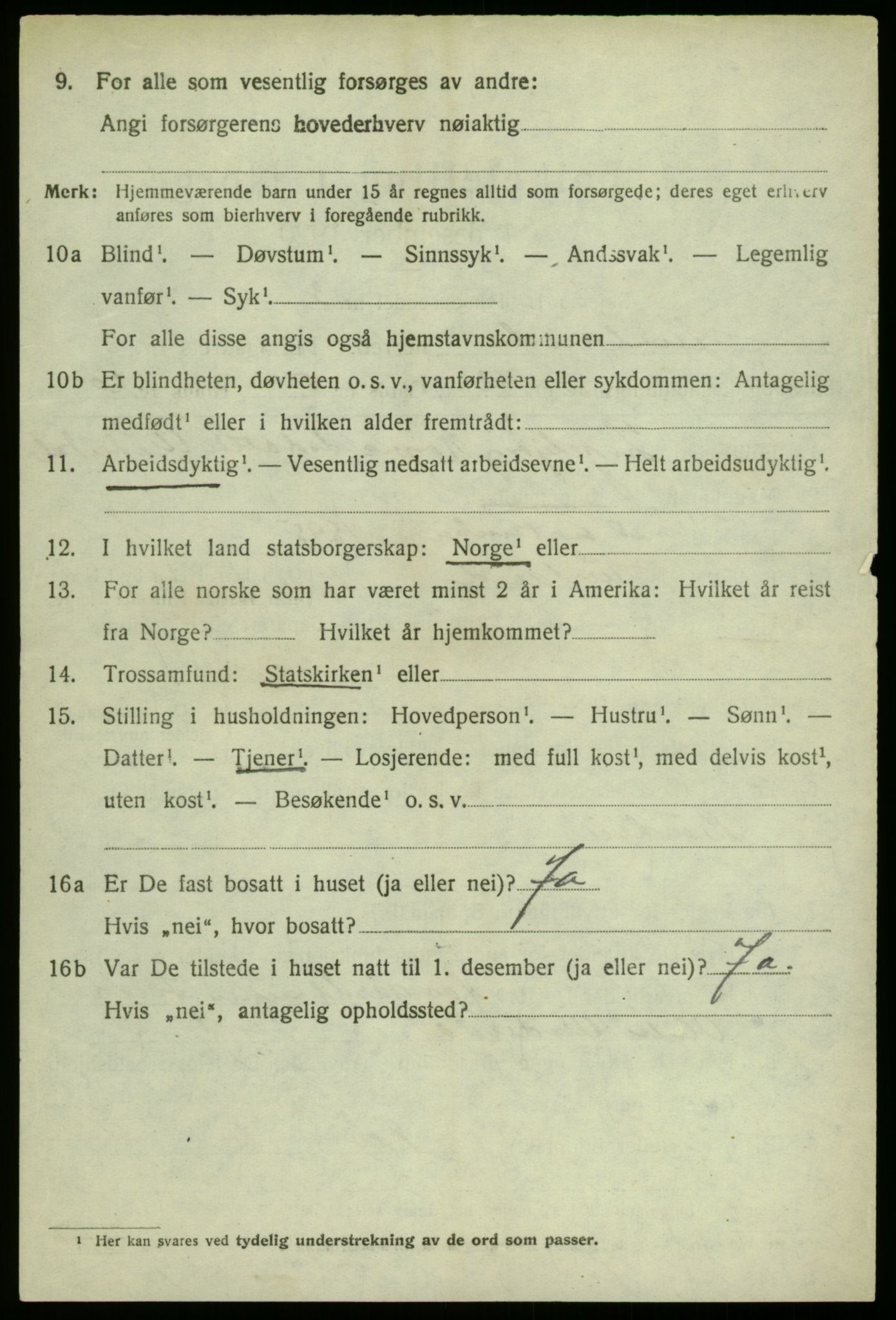 SAB, 1920 census for Aurland, 1920, p. 4743