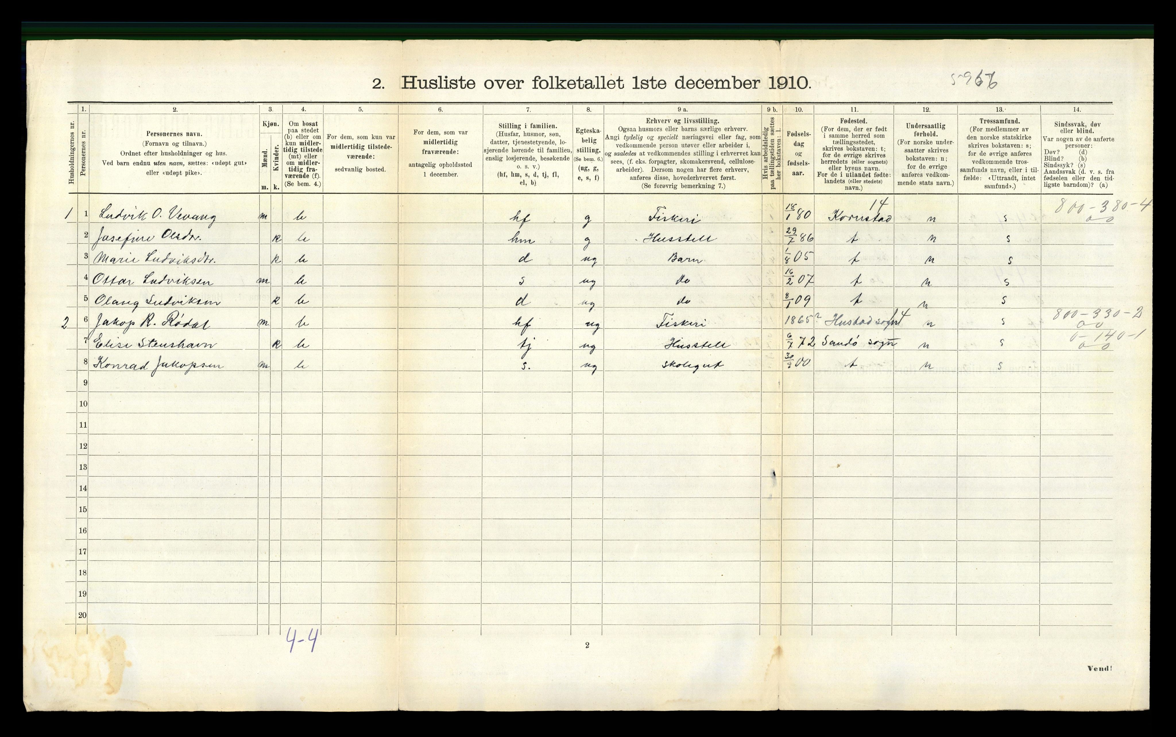 RA, 1910 census for Fræna, 1910, p. 223