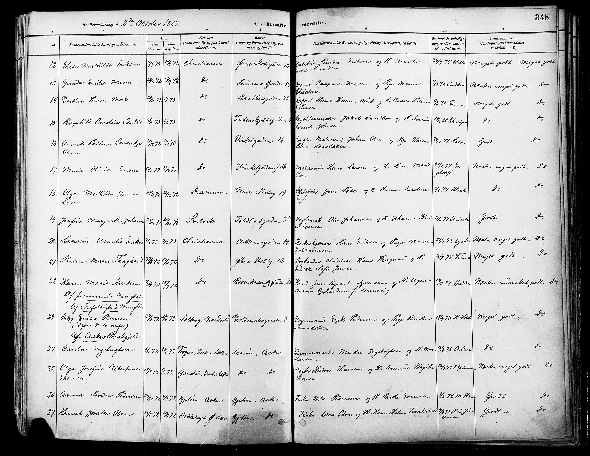 Johannes prestekontor Kirkebøker, AV/SAO-A-10852/F/Fa/L0003: Parish register (official) no. 3, 1882-1896, p. 348