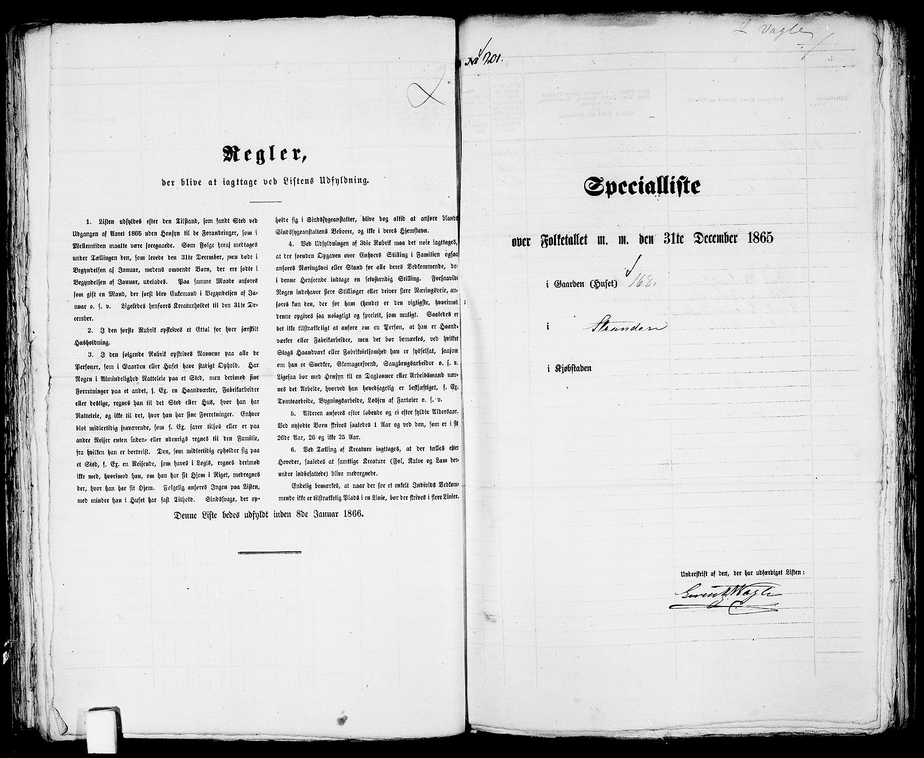 RA, 1865 census for Arendal, 1865, p. 408