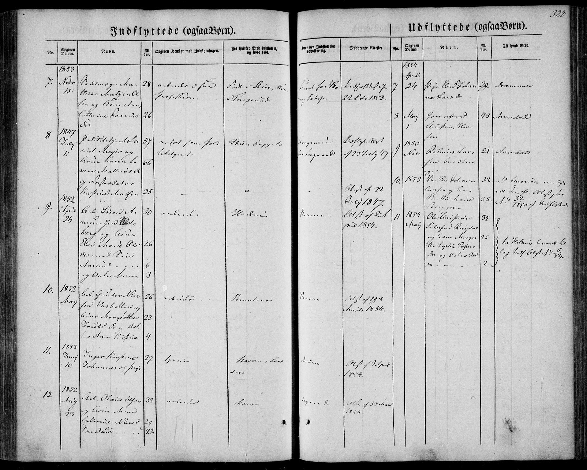 Larvik kirkebøker, AV/SAKO-A-352/F/Fa/L0003: Parish register (official) no. I 3, 1848-1856, p. 322