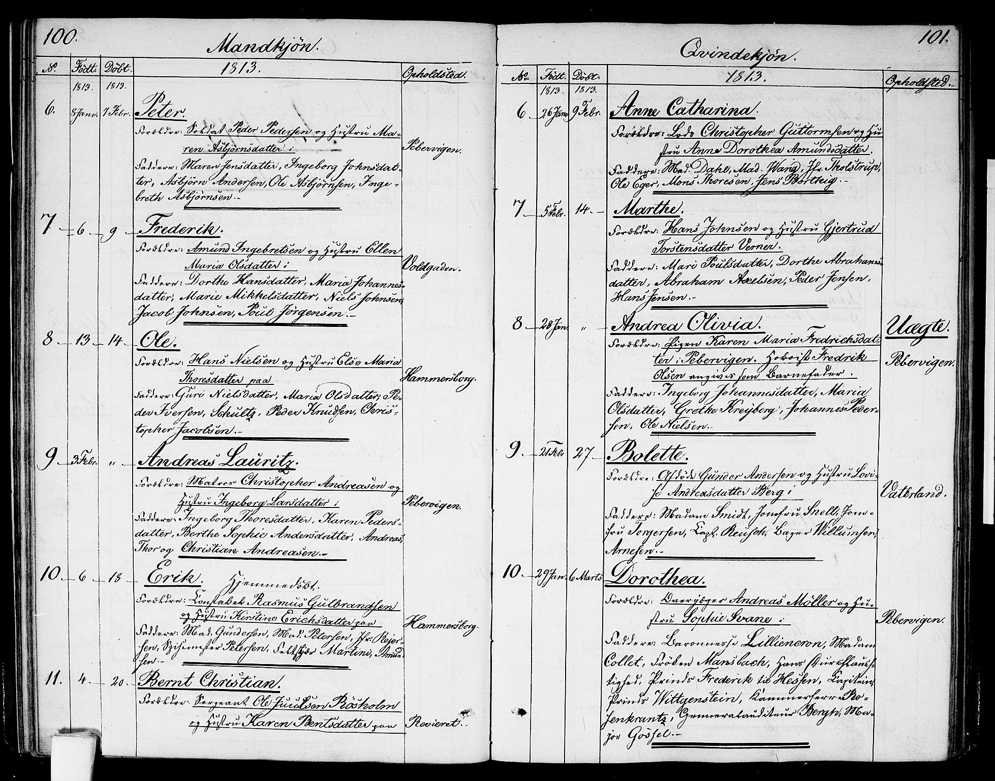 Garnisonsmenigheten Kirkebøker, SAO/A-10846/G/Ga/L0002: Parish register (copy) no. 2, 1810-1814, p. 100-101