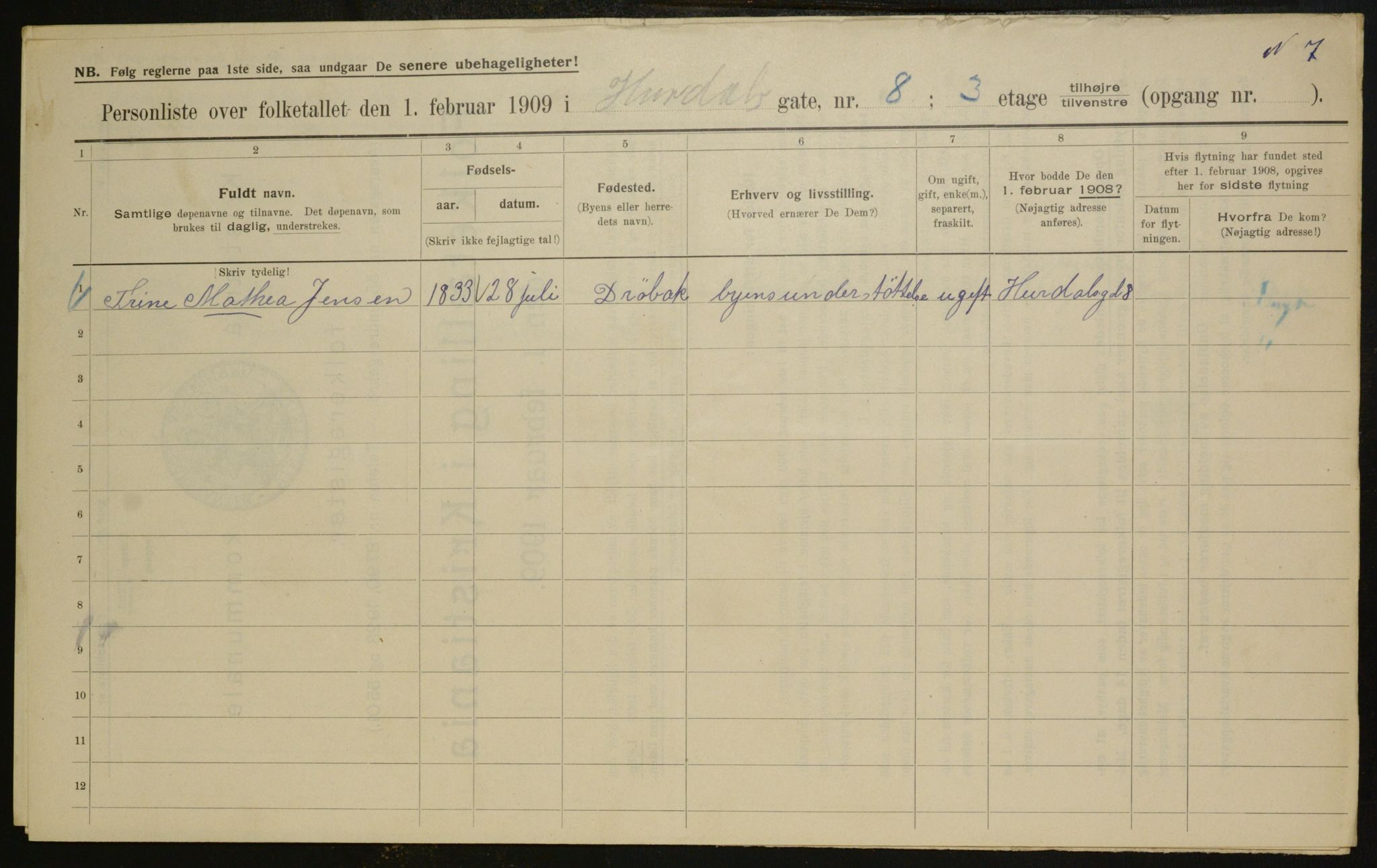 OBA, Municipal Census 1909 for Kristiania, 1909, p. 38410