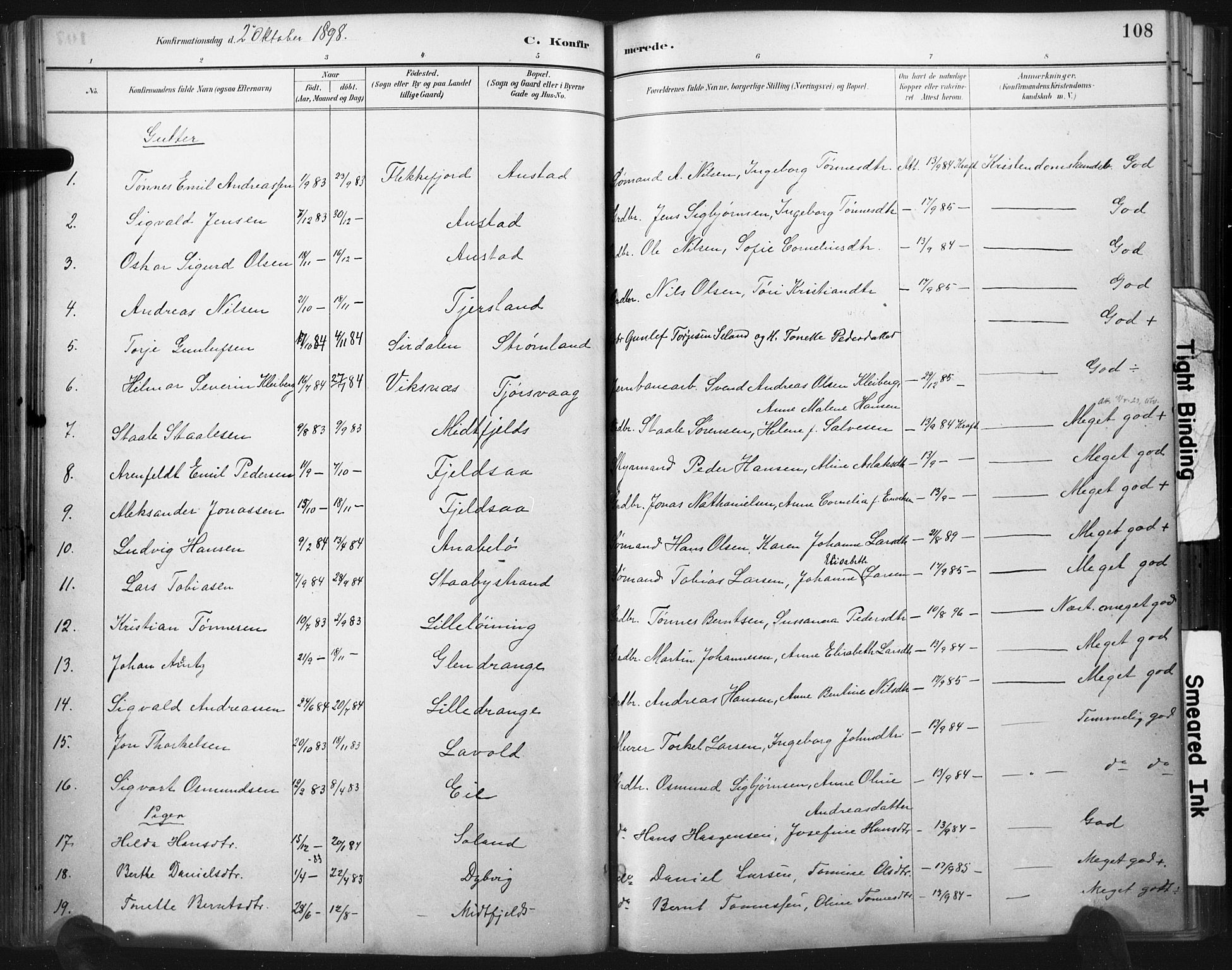 Flekkefjord sokneprestkontor, AV/SAK-1111-0012/F/Fa/Fac/L0008: Parish register (official) no. A 8, 1885-1898, p. 108