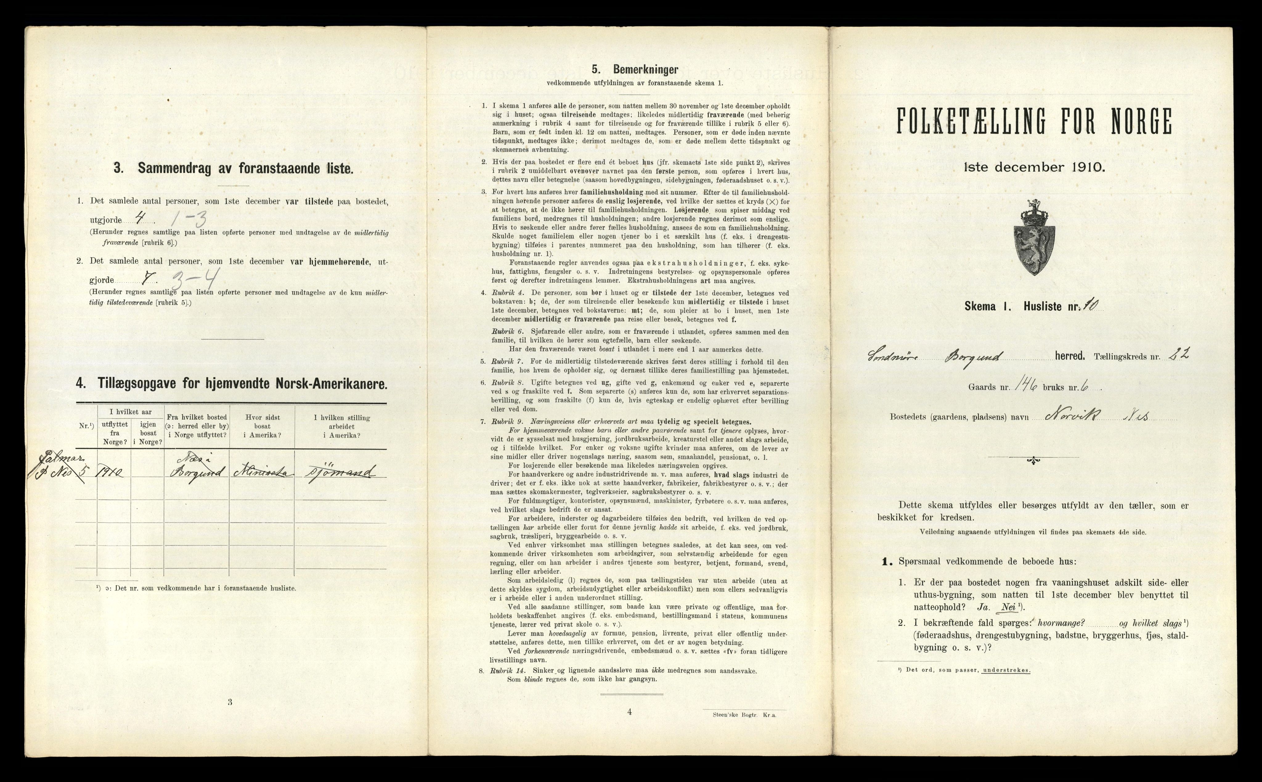 RA, 1910 census for Borgund, 1910, p. 1745
