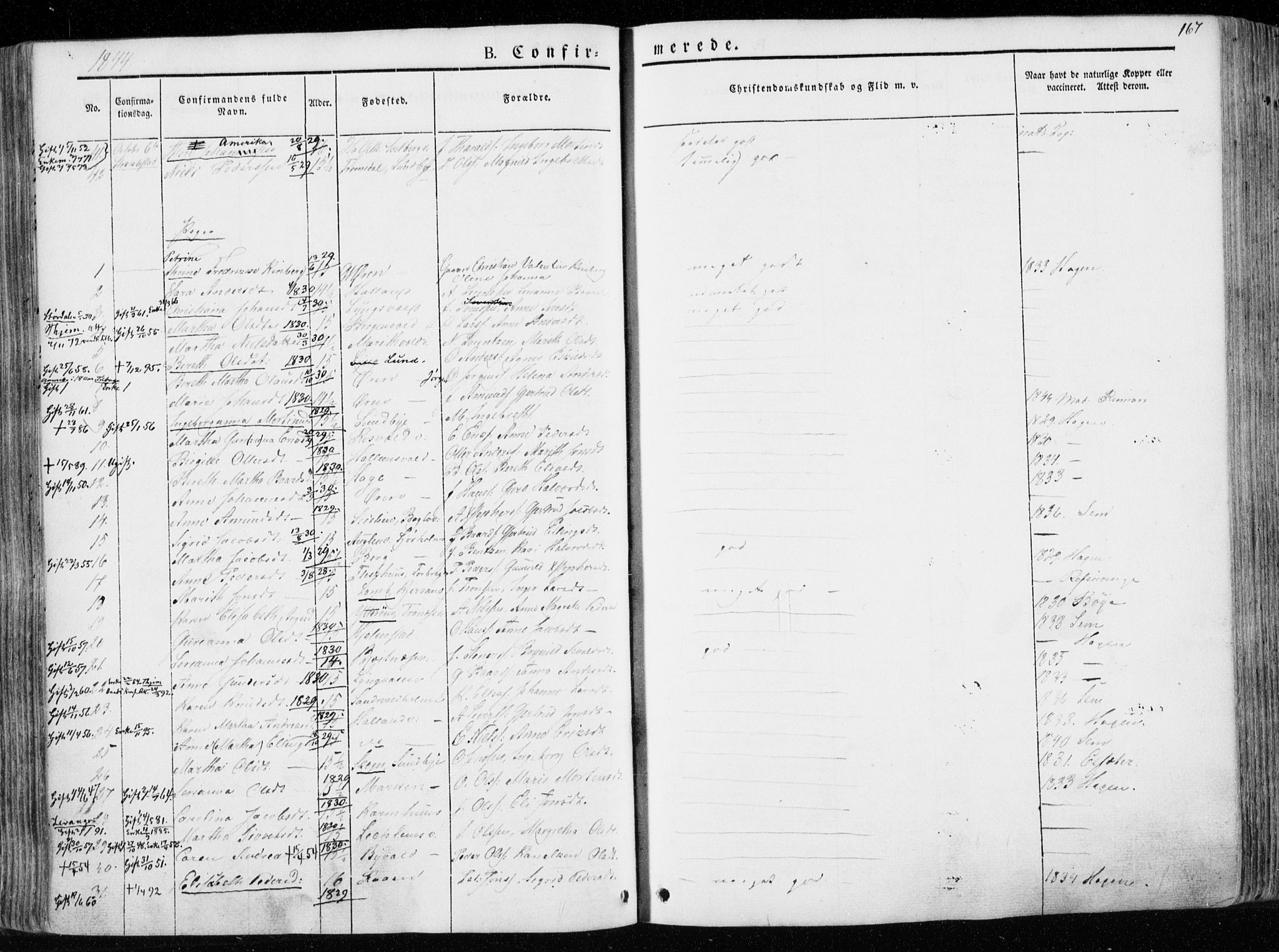 Ministerialprotokoller, klokkerbøker og fødselsregistre - Nord-Trøndelag, SAT/A-1458/723/L0239: Parish register (official) no. 723A08, 1841-1851, p. 167
