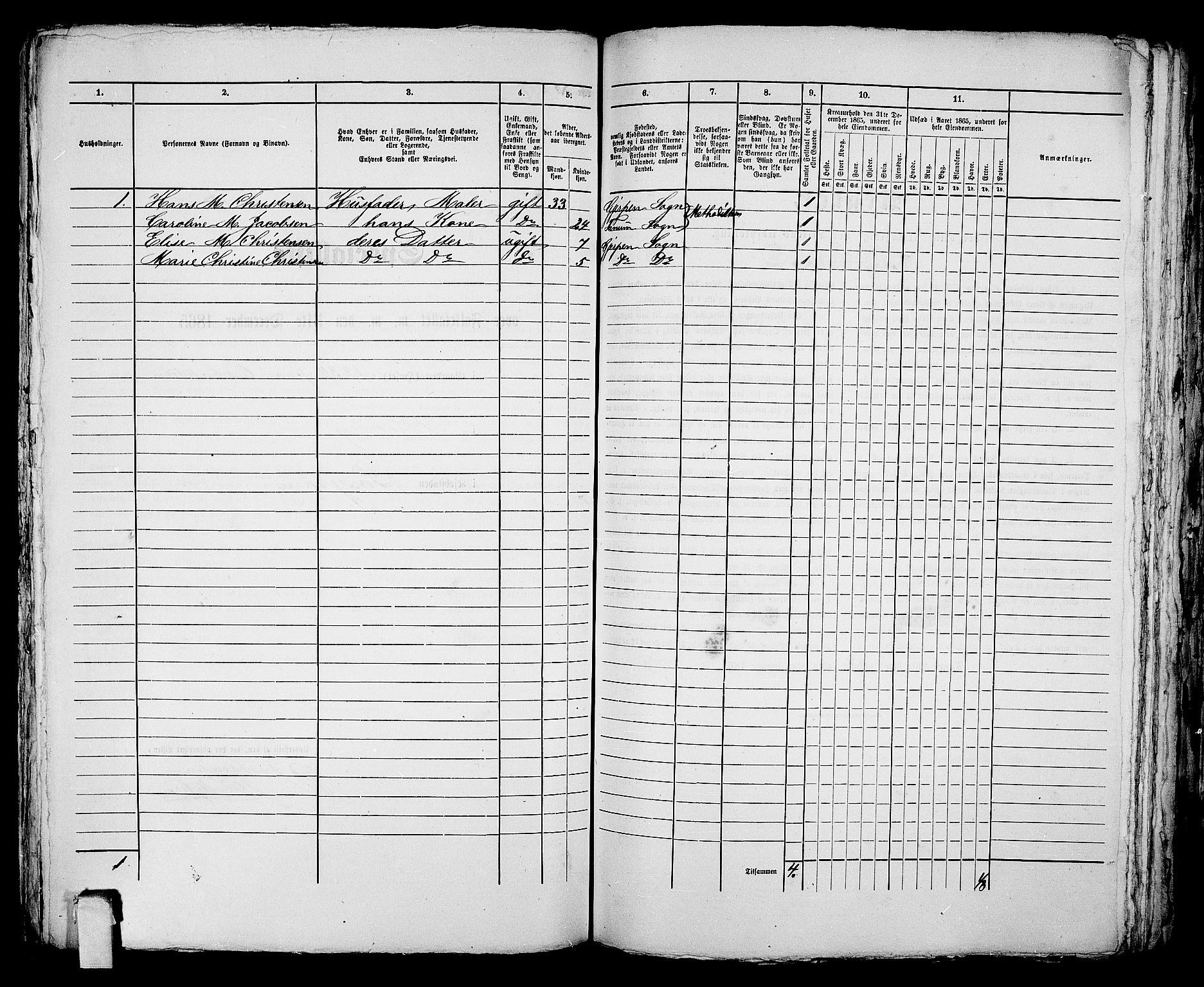 RA, 1865 census for Porsgrunn, 1865, p. 651