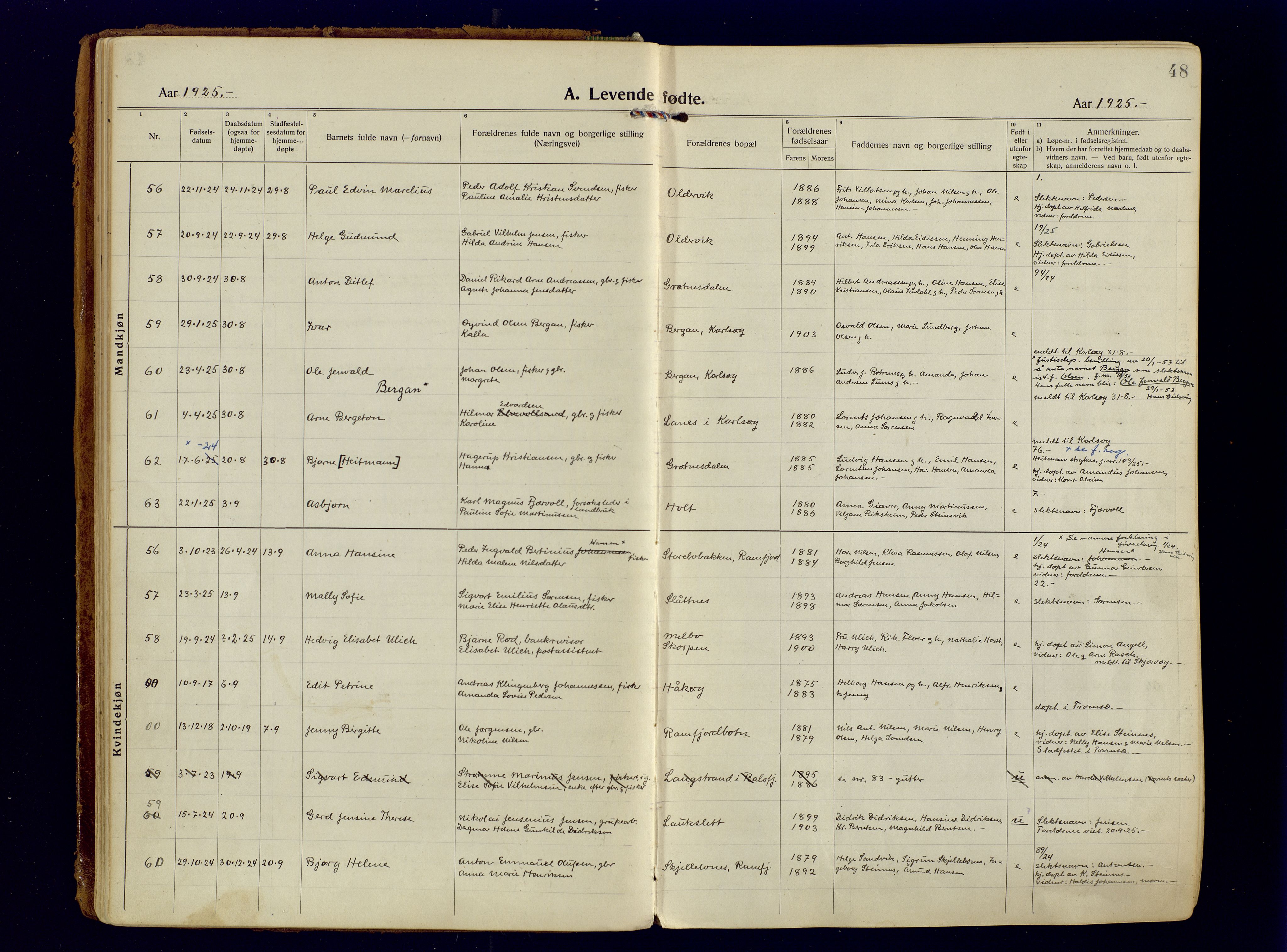 Tromsøysund sokneprestkontor, AV/SATØ-S-1304/G/Ga/L0009kirke: Parish register (official) no. 9, 1922-1934, p. 48