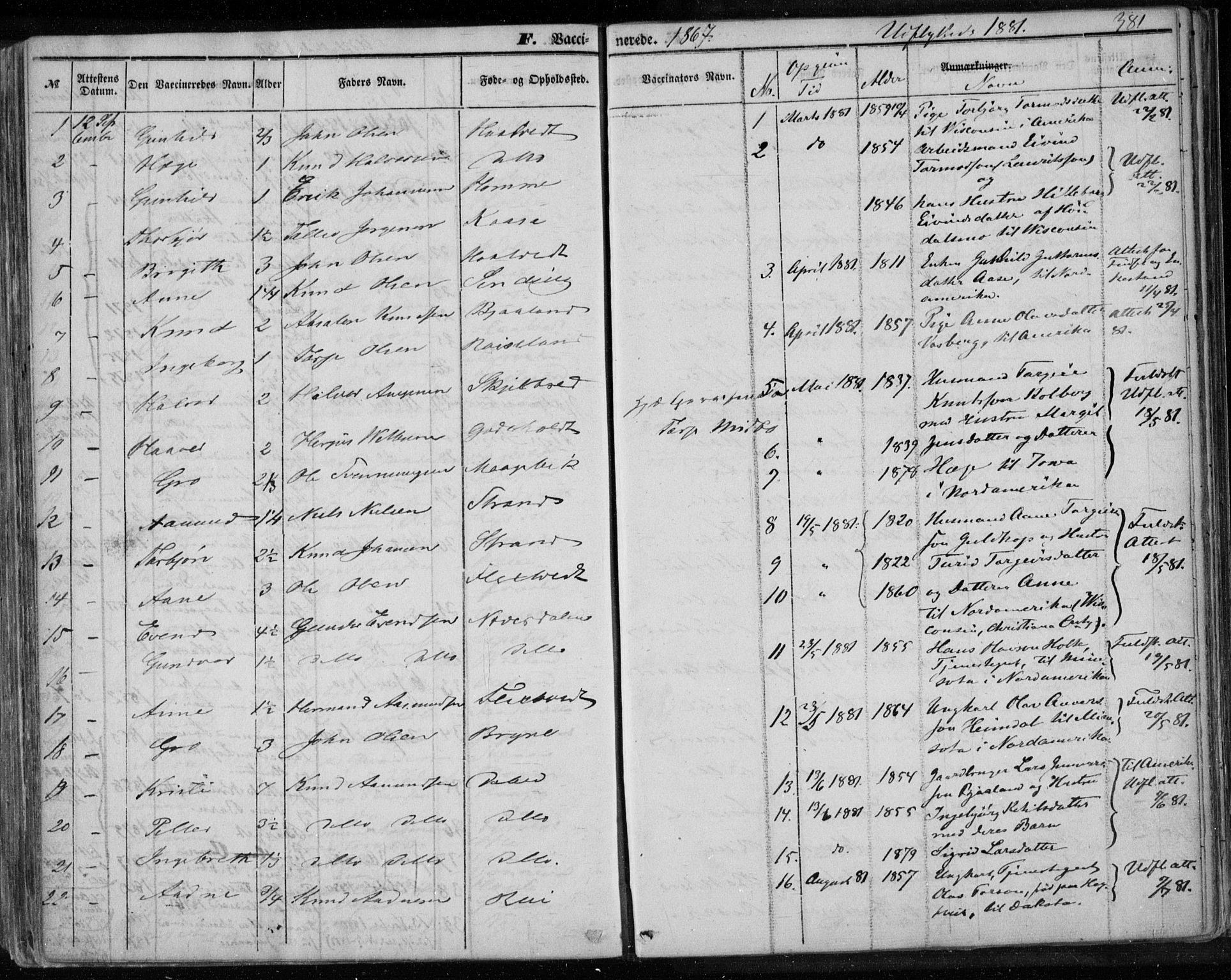 Lårdal kirkebøker, SAKO/A-284/F/Fa/L0006: Parish register (official) no. I 6, 1861-1886, p. 381