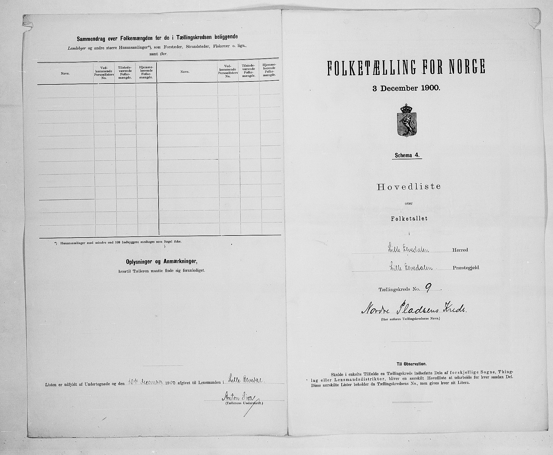 SAH, 1900 census for Lille Elvedalen, 1900, p. 37