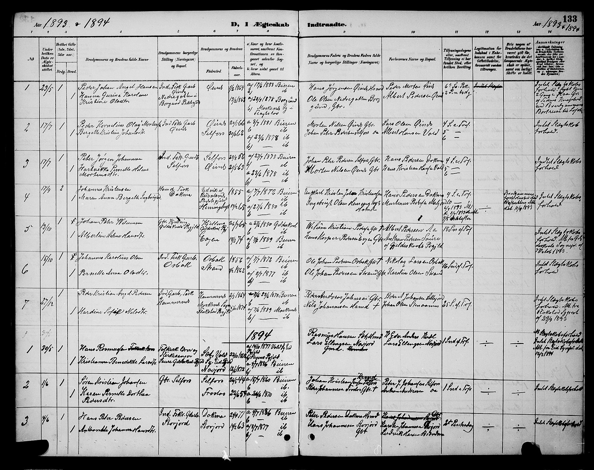 Ministerialprotokoller, klokkerbøker og fødselsregistre - Nordland, AV/SAT-A-1459/846/L0654: Parish register (copy) no. 846C04, 1887-1901, p. 133